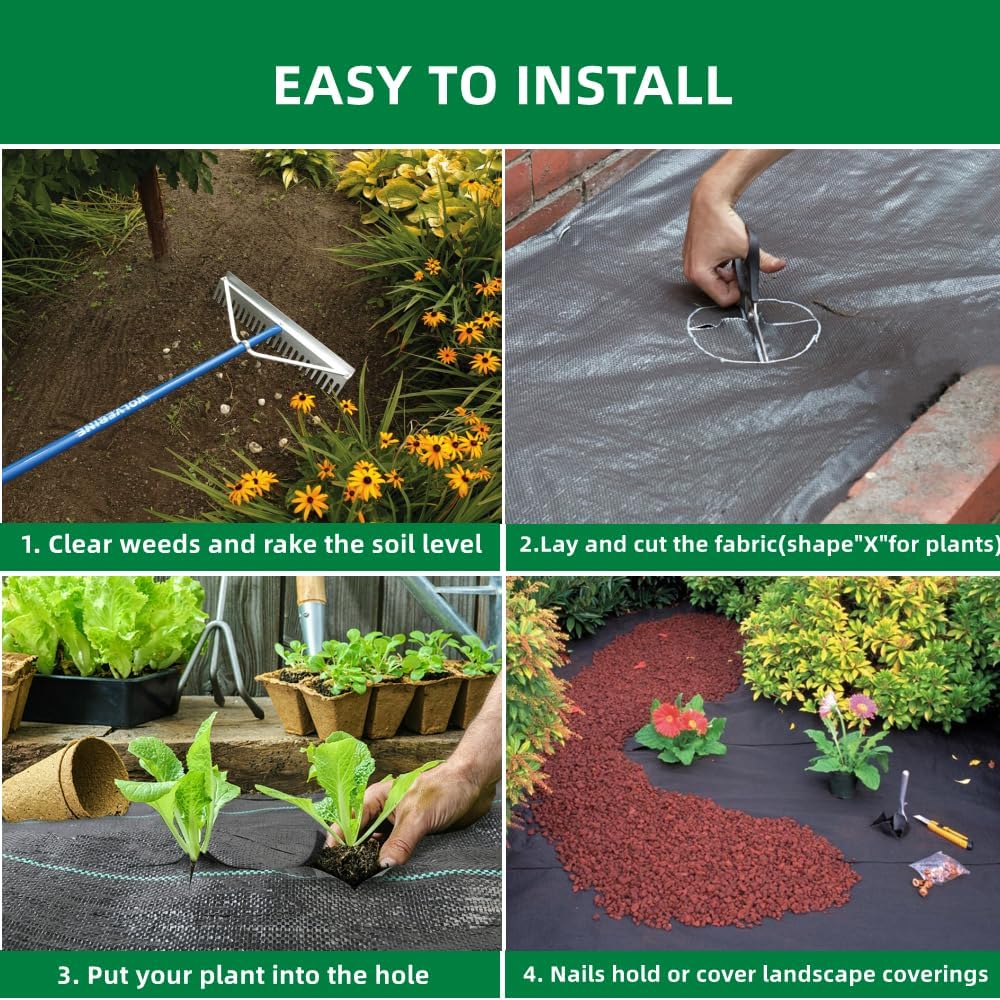 6FT X 180 FT Weed Barrier Landscape Fabric Heavy Duty,3.2 OZ Premium Garden Weed Blocker Fabric for Weed Control, Plastic Ground Cover with Woven Weed Cloth,Durable Landscaping Fabric