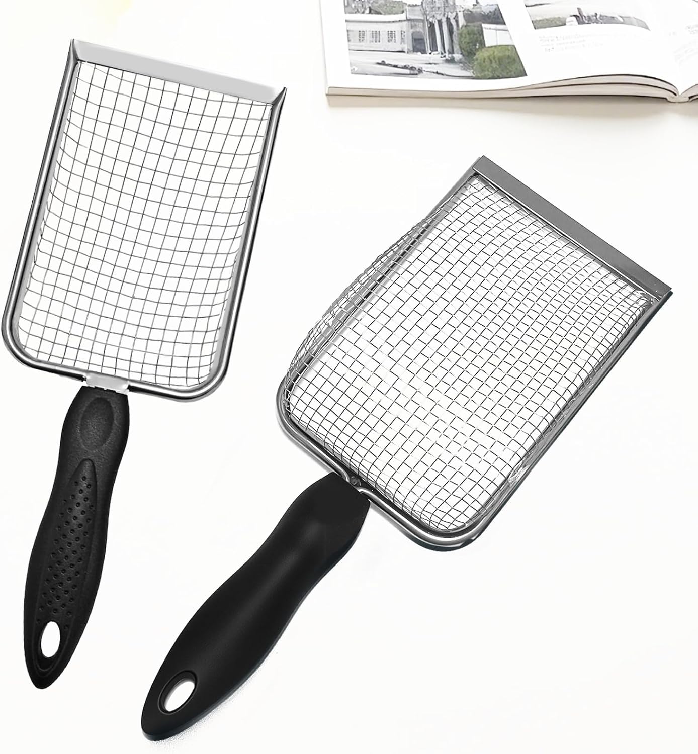 2 PCS 2-in-1 Gardening Soil Sifter Set with 3.8/5mm Mesh, Garden Sieve & Shovel Sifter Screen Potting Scoop for Sand, Dirt, Rock Compost, Stainless Steel & Ergonomic Handle