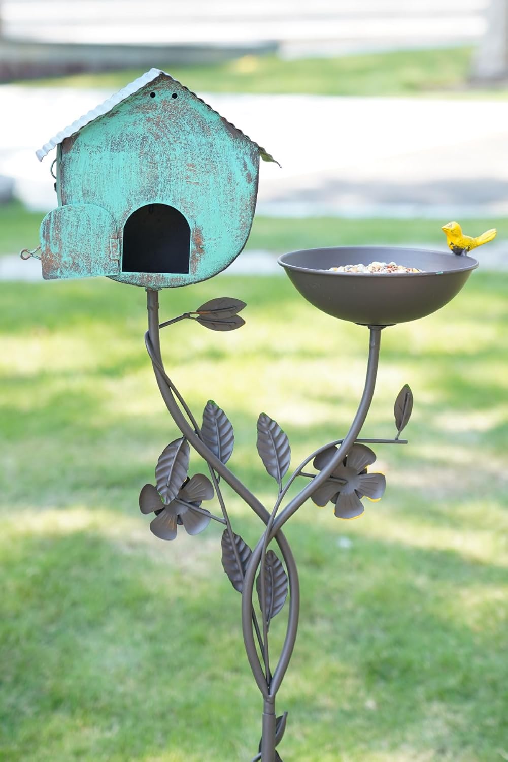 52" H Bird Baths for Outdoors,Metal Bird Bath Bowl,Birdhouses for Outdoors with Pole,Birdhouses for Outdoors,Garden Yard Decor
