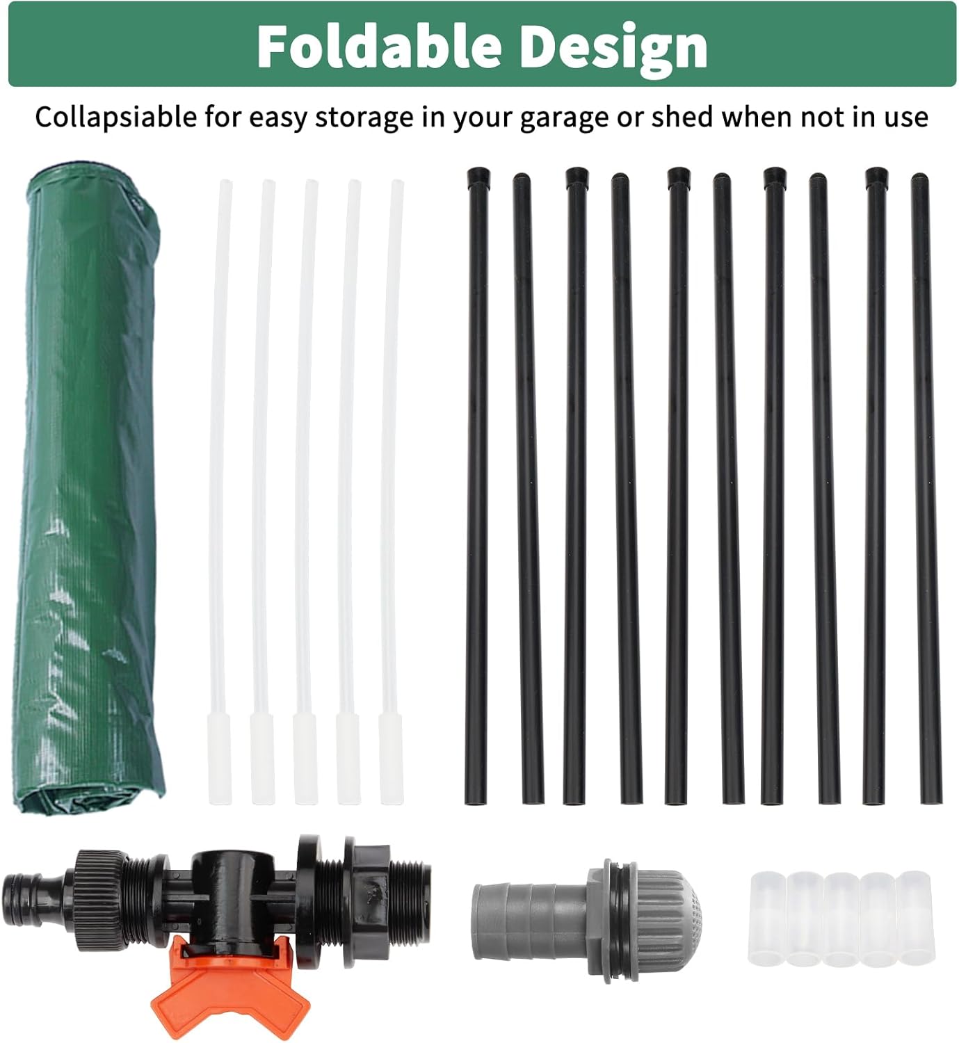 Collapsible Rain Barrel, 50 Gallon Portable Rainwater Collection System, Water Storage Tank, Rain Catcher Barrel with Spigots and Overflow Kit, Rain Water Barrel Collector for Garden, Green