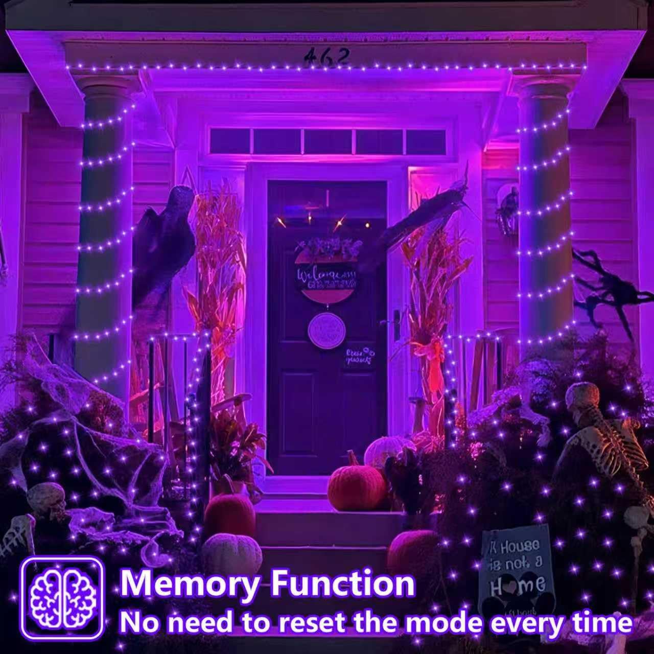 QITONG 4 Pack Purple Halloween Lights, Each 33ft 100 LED Purple Solar Fairy Lights Outdoor Waterproof, 8 Modes Copper Wire Twinkle String Lights