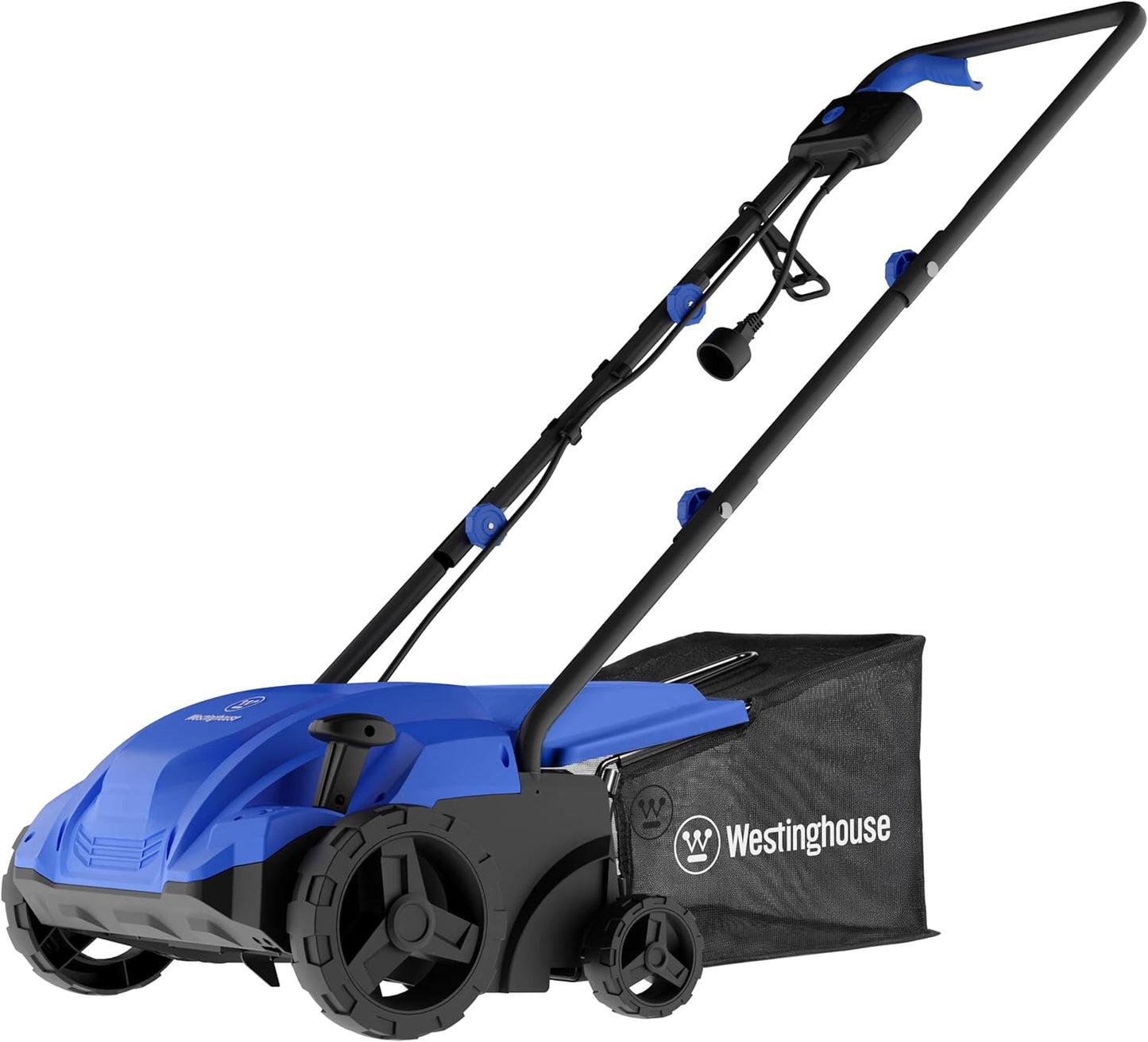 Westinghouse 13-Inch 12 Amp 2-in-1 Corded Electric Dethatcher and Aerator with 8 Gallon Thatch Collection Bag, 4-Position Depth Adjustment, Foldable Handle