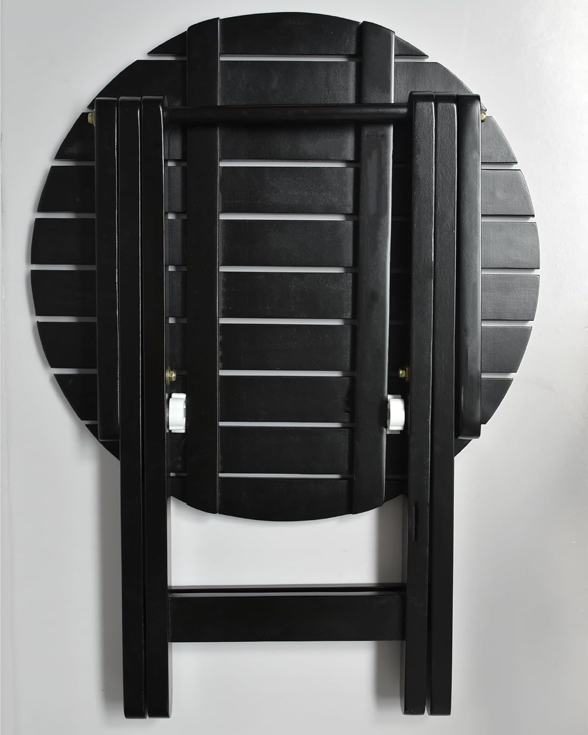 Outdoor Small Round Folding Side Tables, Foldable Wooden End Table for Indoor, Porch, Patio, Camping as Coffee Table or Plant Stand, Black 