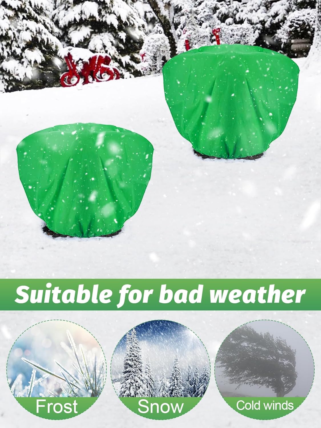 ANPHSIN 6 pcs Frost Protection Plant Covers - 19.6in x 39.3in Shrub Tree Plant Protection with Drawstring, Frost Cloth Wraps Blanket Freeze Bags for Winter Outdoor Garden Potted Plants Green