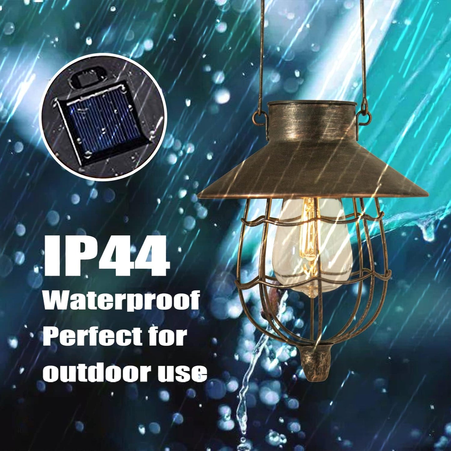 YAKii 6 Pack Solar Lantern Hanging Waterproof Outdoor Metal Solar Lamp with Warm White Light Decorate for Yard Garden Pathway Patio Porch (Antique Copper)