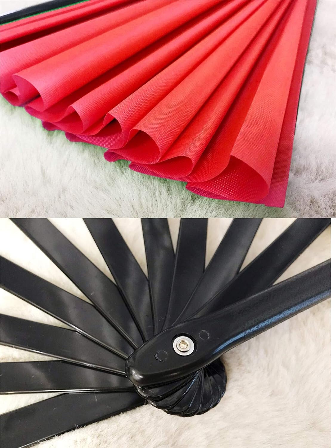 Zolee Large Rave Folding Hand Fan for Men/Women - Chinese Japanese Solid Kung Fu Tai Chi Handheld Fan with Fabric Case - for EDM, Music Festival, Club, Event, Party, Dance, Performance, Gift (Red)