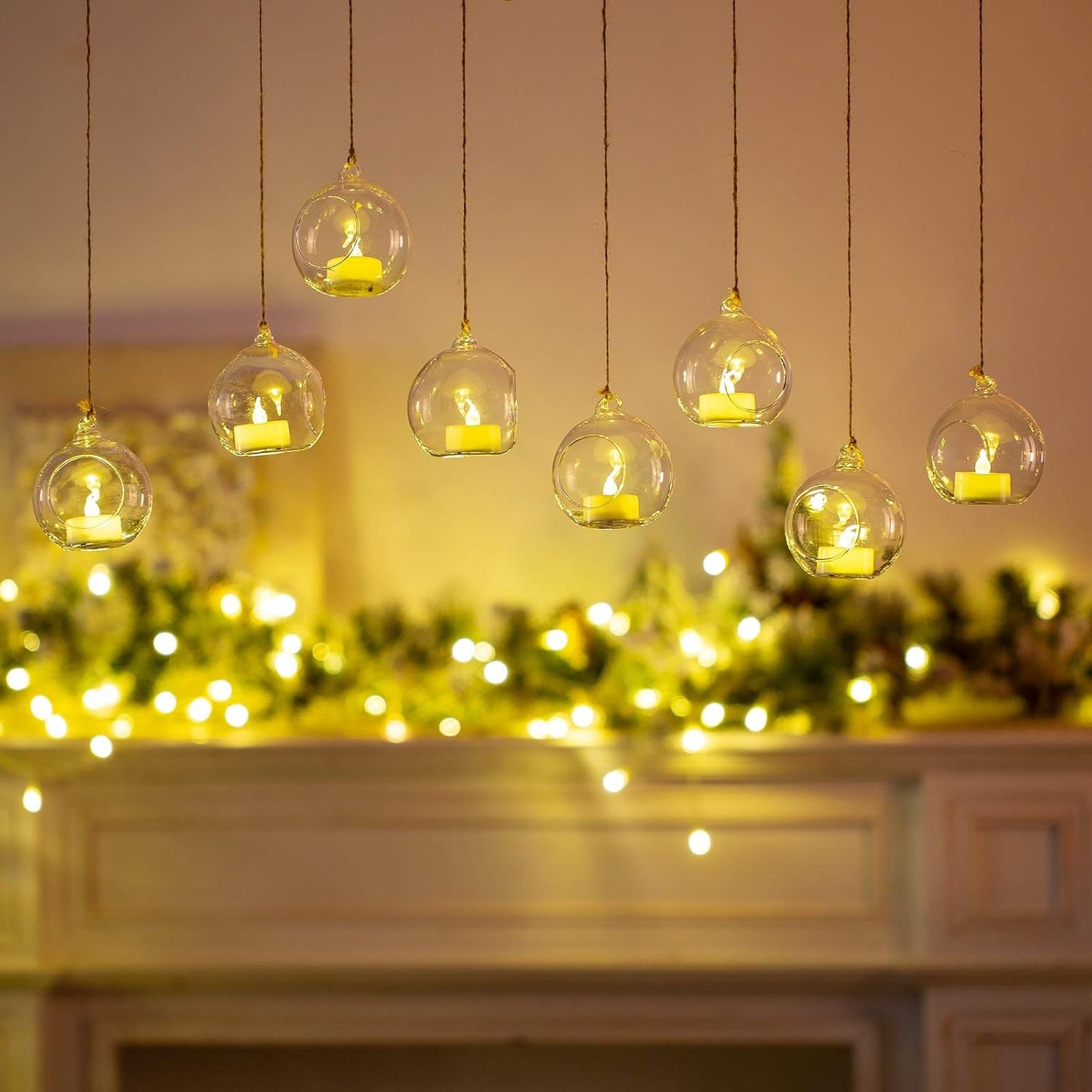 Sziqiqi 3.15inch Glass Globes Glass Bulbs Hanging Tea Light Holder Terrarium Container Wedding Centerpiece Backyard Decoration Christmas Ornaments 90pcs+10 Extra