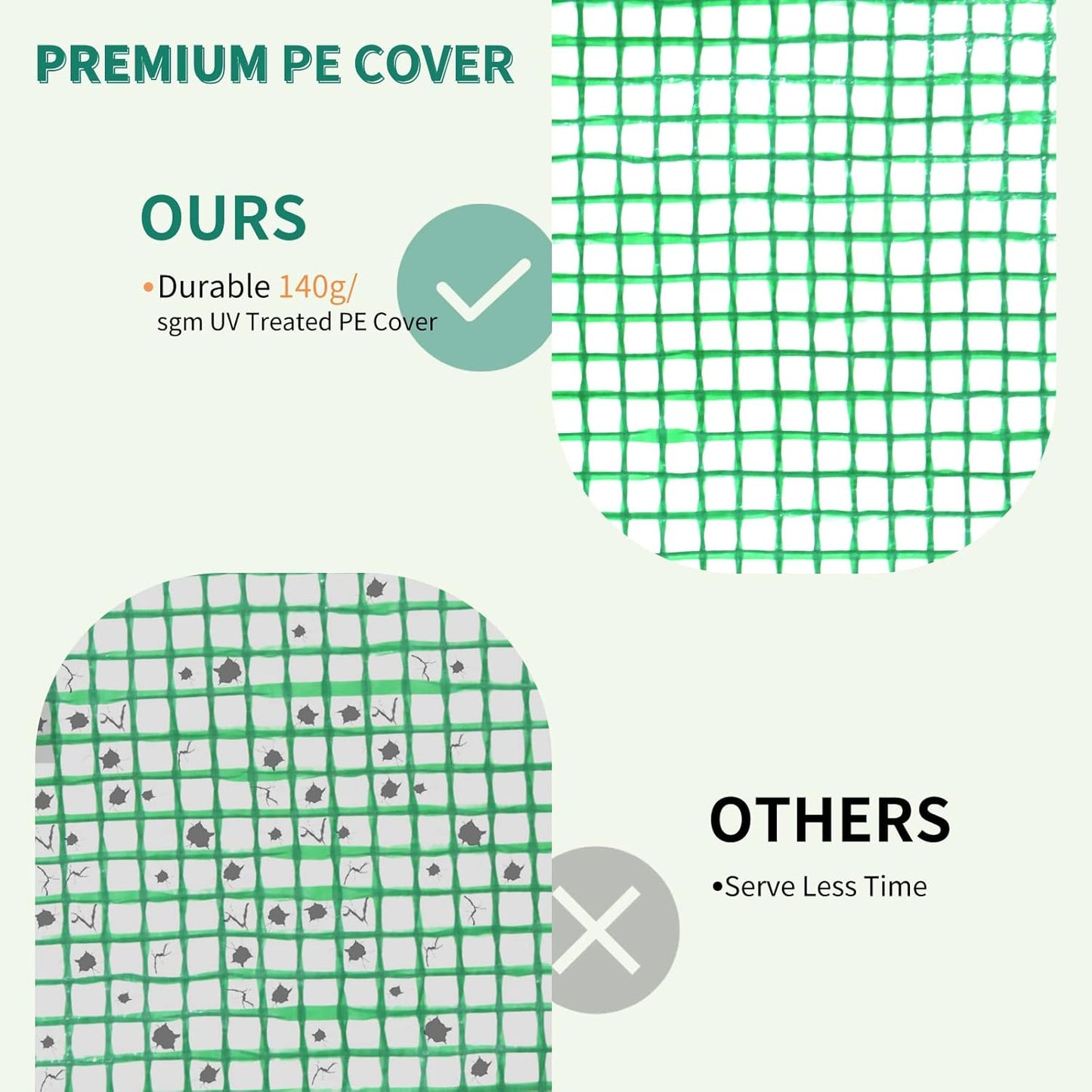 EAGLE PEAK Instant Pop-up Greenhouse, Indoor Outdoor Plant Gardening Green House, Roll-Up Zipper Doors and Side Windows, Walk in 8x6 ft, Green/Clear