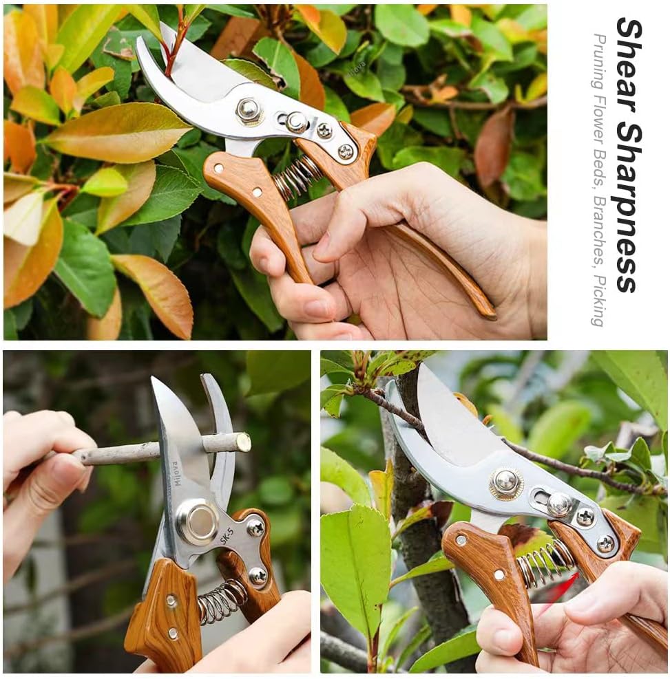 Garden Pruners, Heavy Duty Garden Clippers,Pruning Shears with Adjustable Thumb Lock,Hand Gardening Tools Pruners,Stainless Steel Sharp Gardening Scissors (Classic)