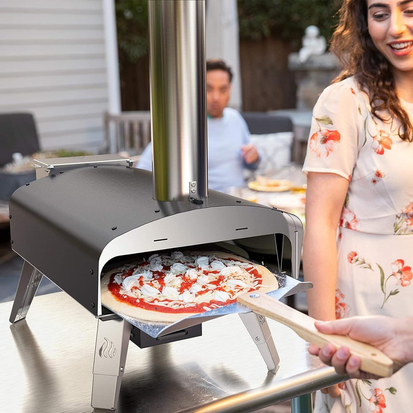 Outdoor Pizza Oven Wood Pellet Fired Pizza Stove with Automatic Rotating System, Pizza Stone, Pizza Peel and Carry Bag (Tisserie W-Oven Series) - Global Patent