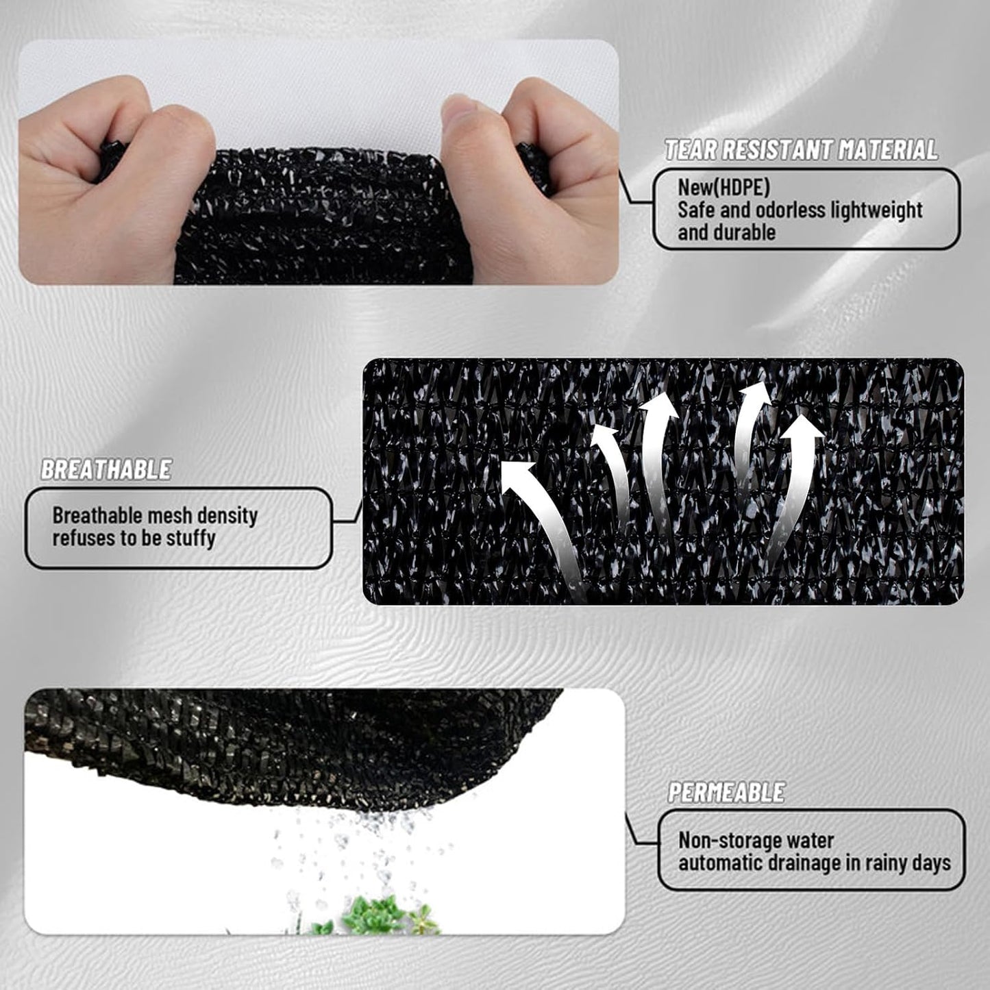 Cool Area 90% Sun Shade Cloth Mesh Tarp with Grommets for Plant Cover 6x6ft Patio Canopy Garden Pergola Blackhouse Car Barn Kennel Black