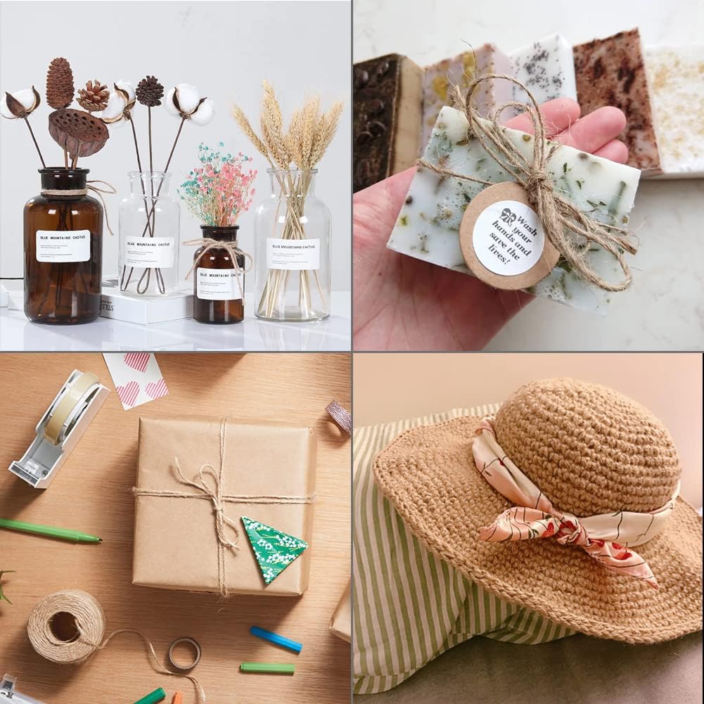 Tenn Well Natural Jute Twine, 984 Feet 2mm Garden Twine, Brown Jute String for Arts and Crafts, Gardening, Gift Wrapping, Bundling, Recycling