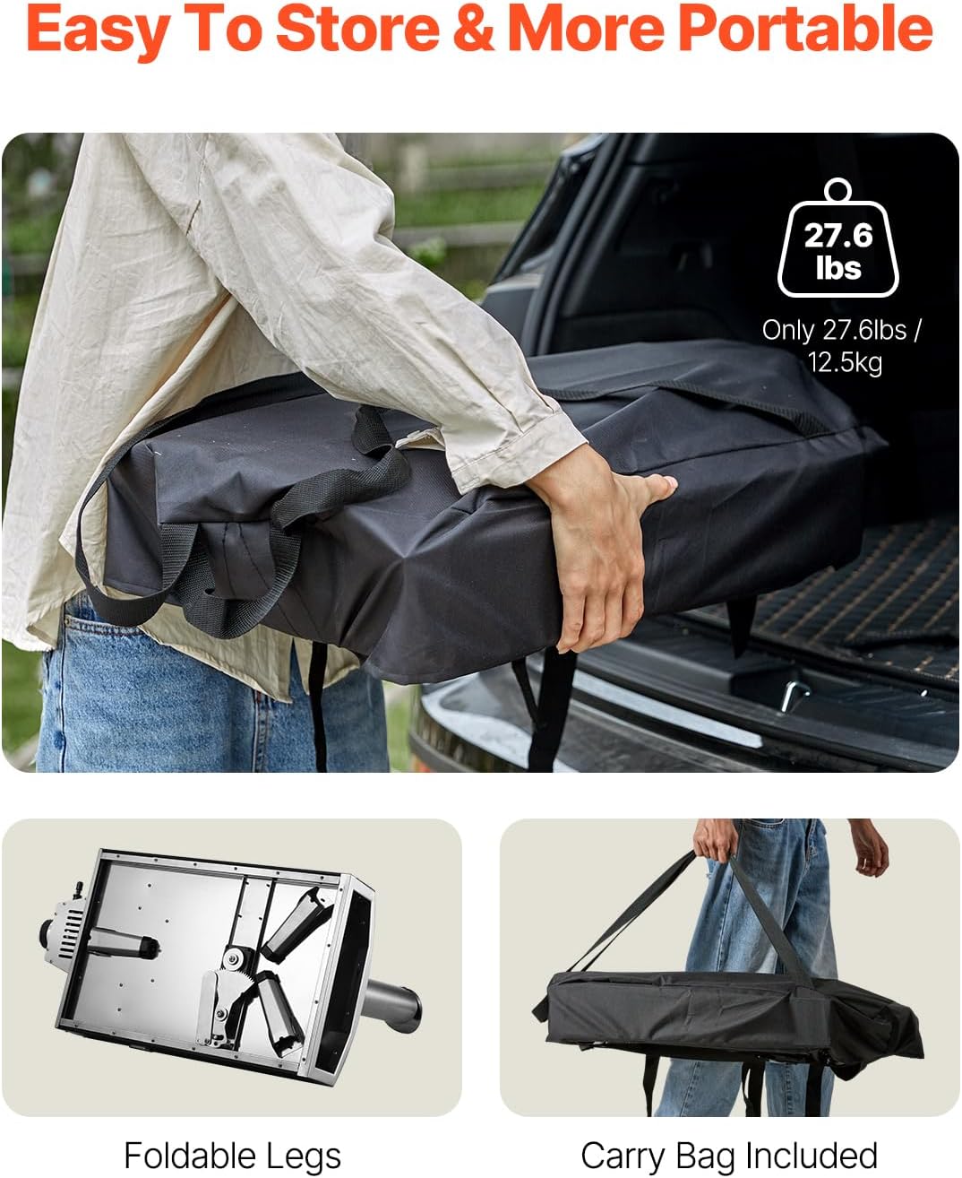 VEVOR Multi-fuel Outdoor Pizza Oven, 12-inch Gas & Wood Fired Pizza Maker with Auto Rotatable Stone, Portable Pizza Ovens for Outside Backyard Camp, Carry Cover, Shovel, CSA Certified, Black