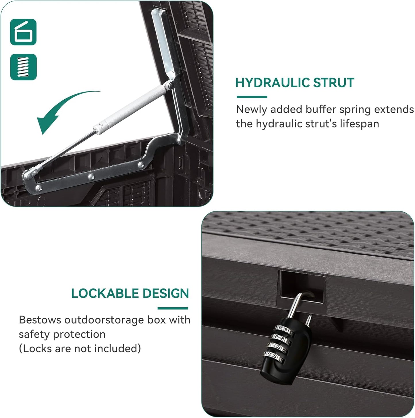 YITAHOME 100 Gallon Outdoor Storage Box, Large Water Resistant Resin Deck Box, Indoor Outdoor Lockable Storage Container for Patio, Garden, Cushions, Tools, Equipment (Dark Brown)