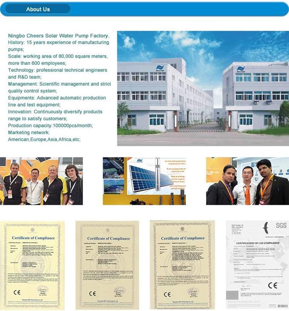 3-Year Warranty Solar Water Pump Kit - Stainless 316 Solar-Powered Submersible Pump for Ponds & Borehole Wells, MPPT Controller Included | PWS High-Efficiency Design,JS3-1.8-80