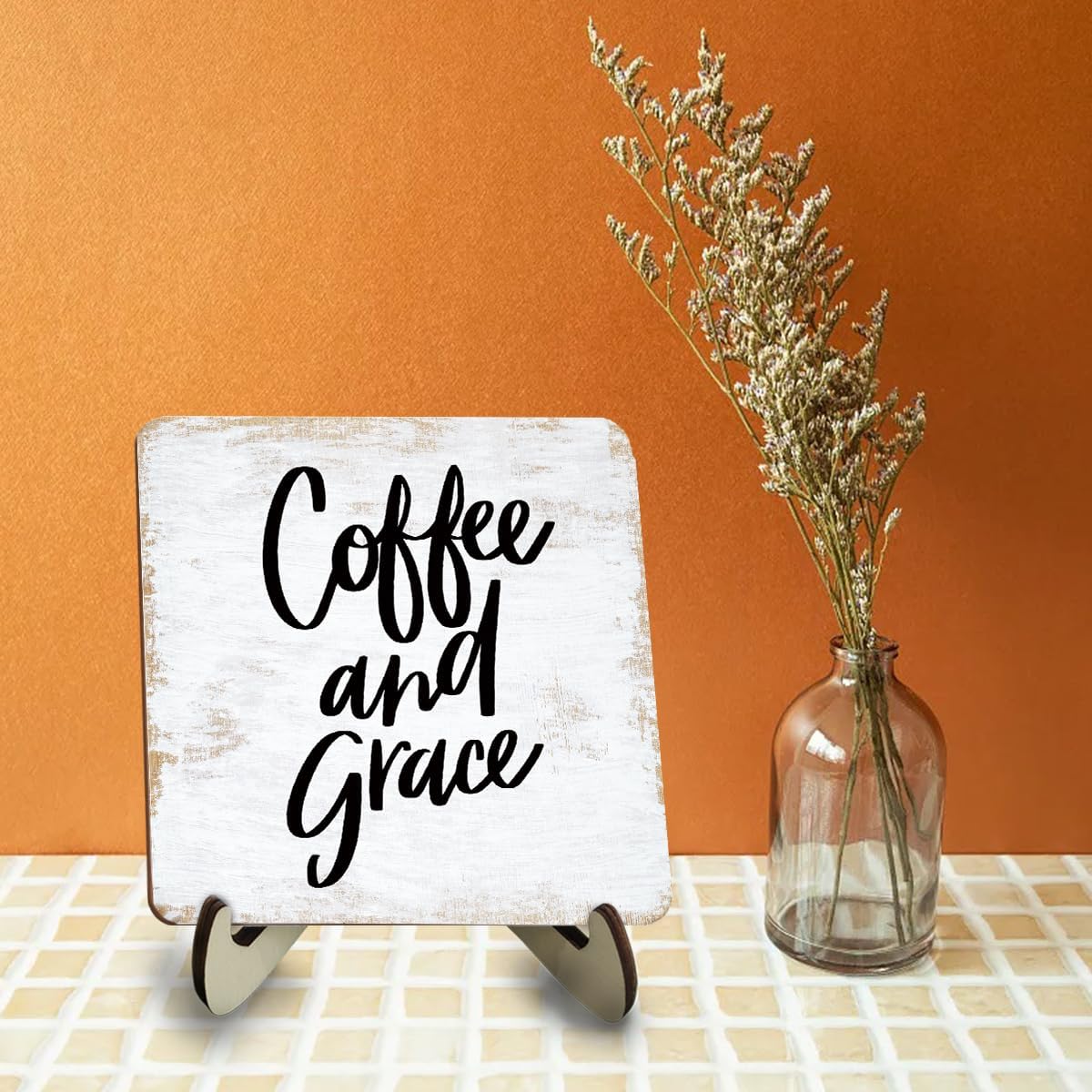 Motivational Wood Sign Rustic Desk Decor Office Desk Accessories Decorative Positive Christian Religious Bible Verse Faith Decorations Office Decor Shelf Table Home Farmhouse Plaque with Wood Stand