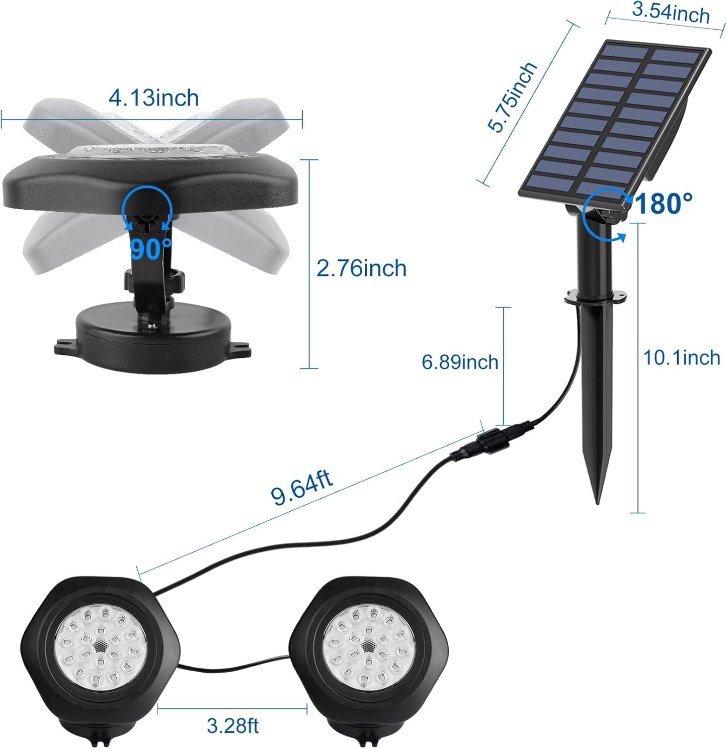 Solar Pond Lights, 18 LED Super Bright RGB LED Underwater Spotlights Color Changing Submersible Pond Light IP68 Waterproof Fountain Lights for Fish Aquarium Tank Garden Yard Pool (2-in-1)