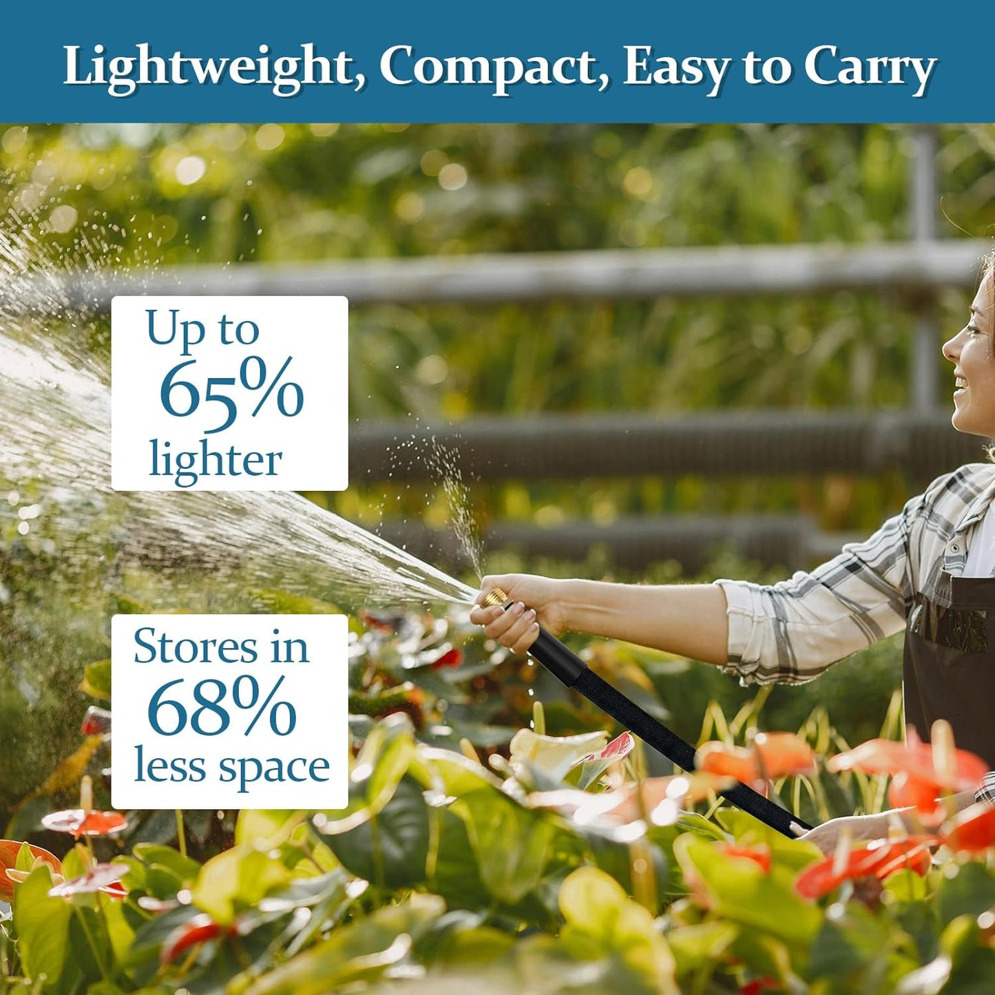 Garden Hose 50ft, Made of TPE(Not PVC), Ultra-Light & Flexible Water Hose with Solid Brass Fittings, Non-Shrinking, Easy to Storage, Drinking Water Safe Material, All-weather, Black, Newbox