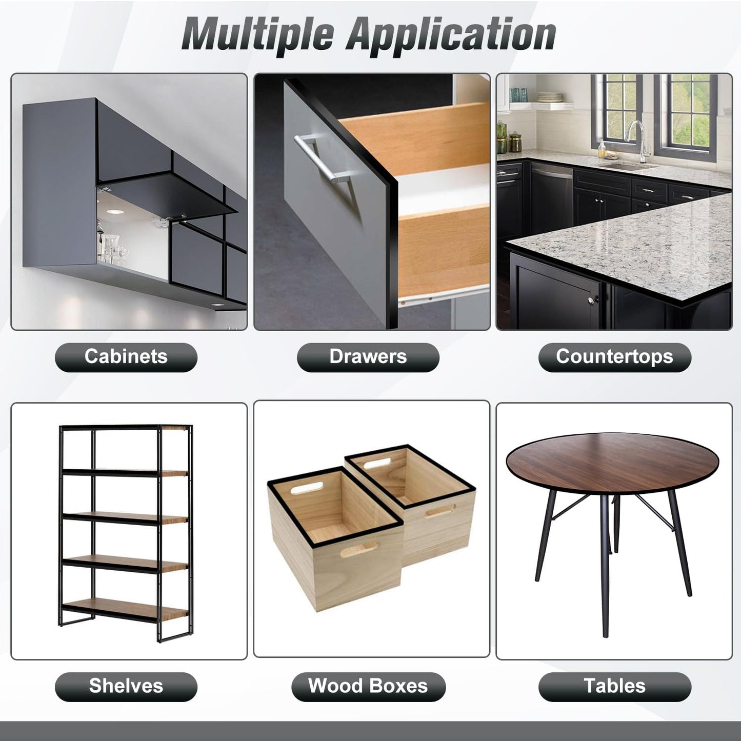 Rubber Edge Trim, Self Adhesive U Channel Edge Trim, Big Size U Shaped Trim, Edge Banding for Plywood, Woods, Shelf, Cabinet, Countertop, Fit for 3/8", Length 20Ft, Black