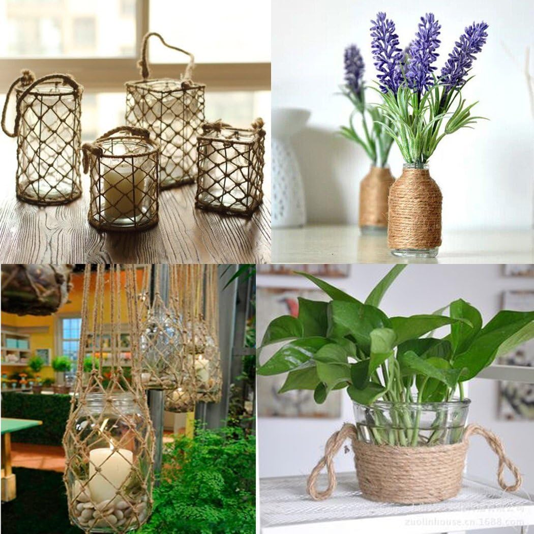 328 Feet Natural Jute Twine 3 Ply Gift Wrapping String DIY Rope Garden Twine Cord for Arts Crafts and Gardening Applications