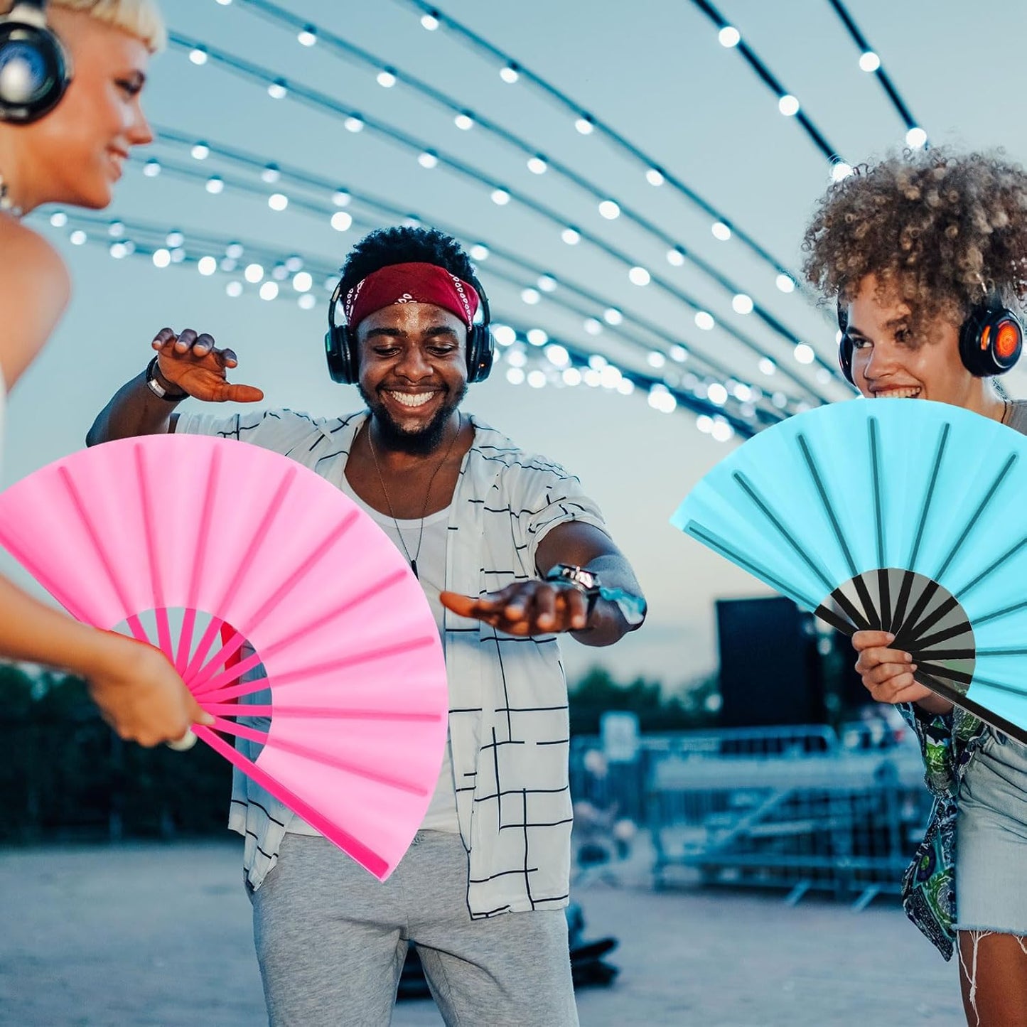 Blulu 4 Pcs 13 Inch Large Folding Hand Fans for Line Dancing Big Clapping Popping Raves Fans Bulk for Dancing Boots on The Ground Festival Party Decoration(Classic Style, Candy Color)