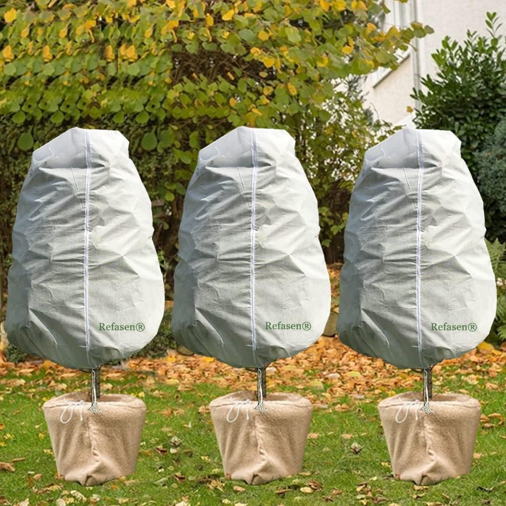 Plant Covers Freeze Protection,3 Packs 45”H X40”W Frost Blankets for Outdoor Plants Frost Cloth with Zipper Drawstring-Protect Trees from Cold Frost Pest