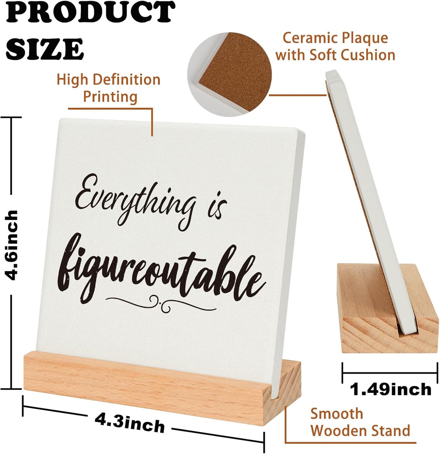 Inspirational Gifts for Team Coworker Friend Graduates Teenage Girl Boy, Encouragement Positive Office Decor Accessories Cheer Up Plaque - Everything is Figureoutable Mental Health Sign