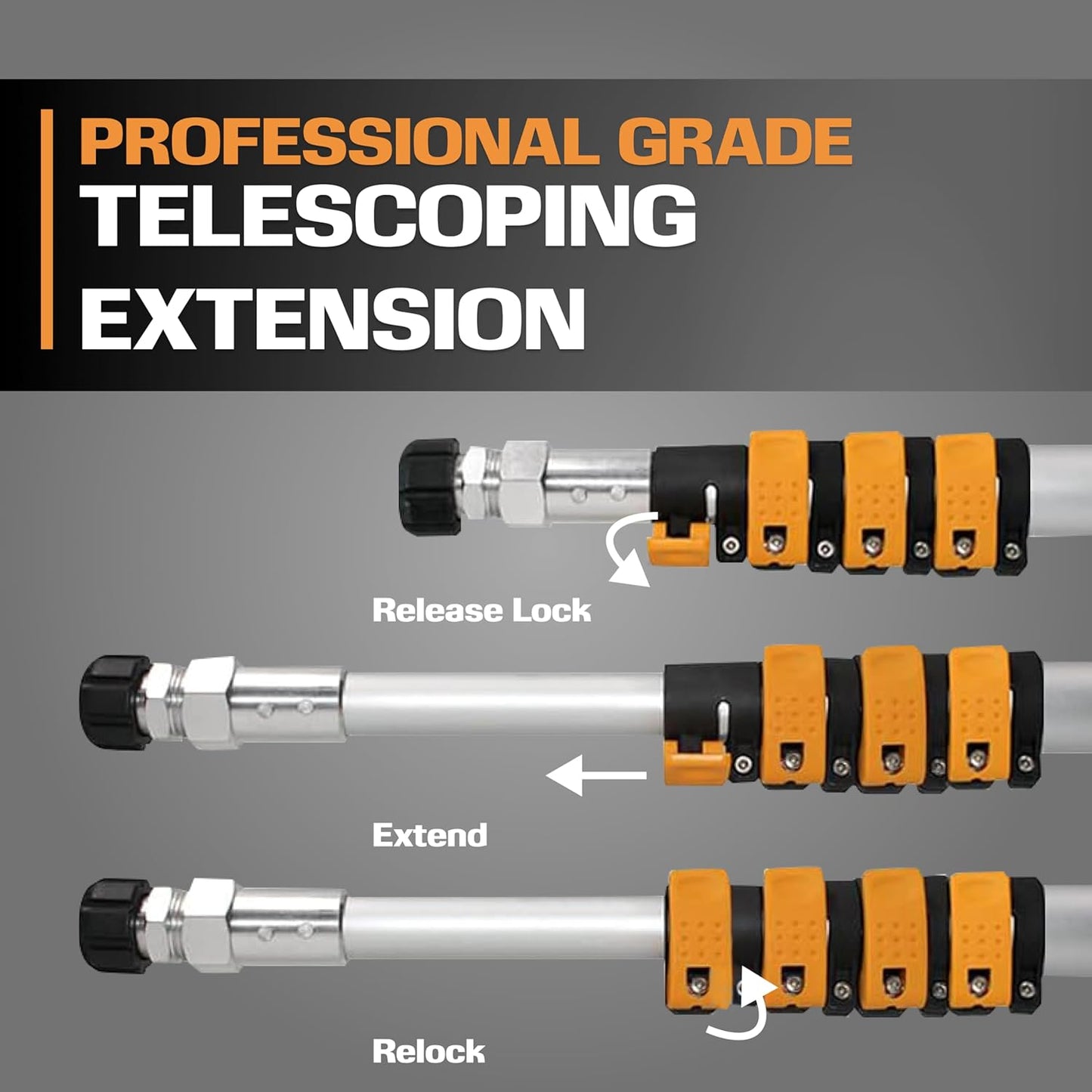 EDOU Direct Telescoping Pressure Washer Wand 19' | Heavy Duty | 4,000 PSI Max Working Pressure | Includes: 1/4" Quick Connection, 5 Spray Nozzle Tips, 2 Pivoting Couplers, 2 Adapters, Support Harness