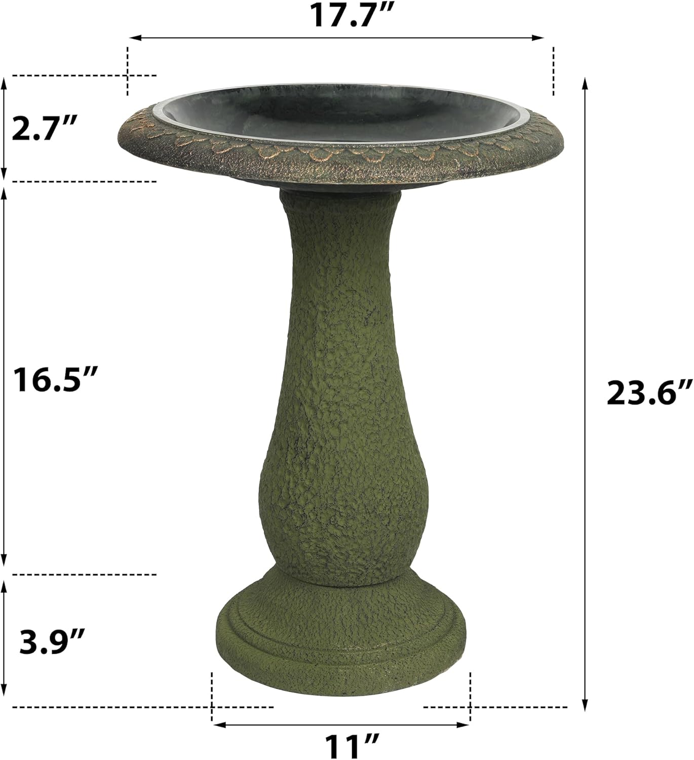 Solution4Patio Fiberclay Outdoor Bird Bath, Weather-Resistant Garden Decor with Non-Slip Basin, Durable Marble-Look Bird Baths for Outdoors, Easy-Clean Birdbath for Outside for Lawn Yard Garden