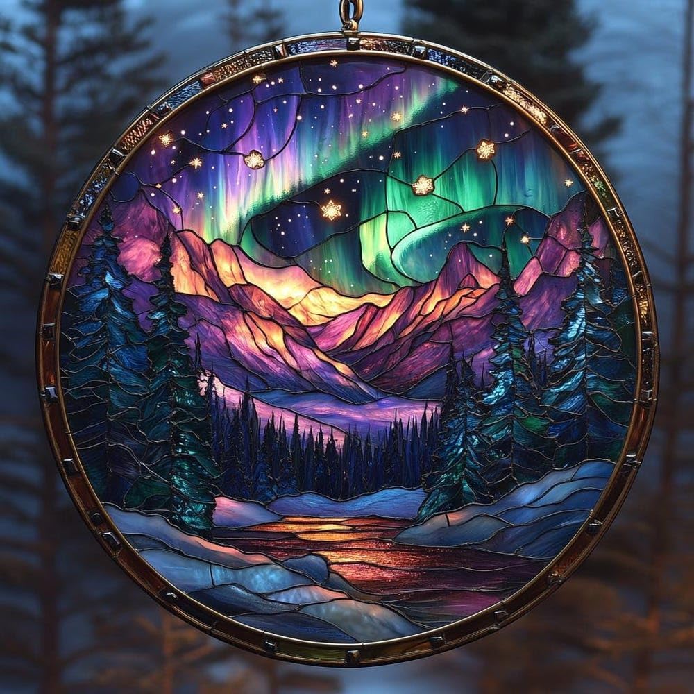 Northern Lights Aurora Acrylic Suncatcher Window Hanging for Nature Lovers Aurora Borealis Decor