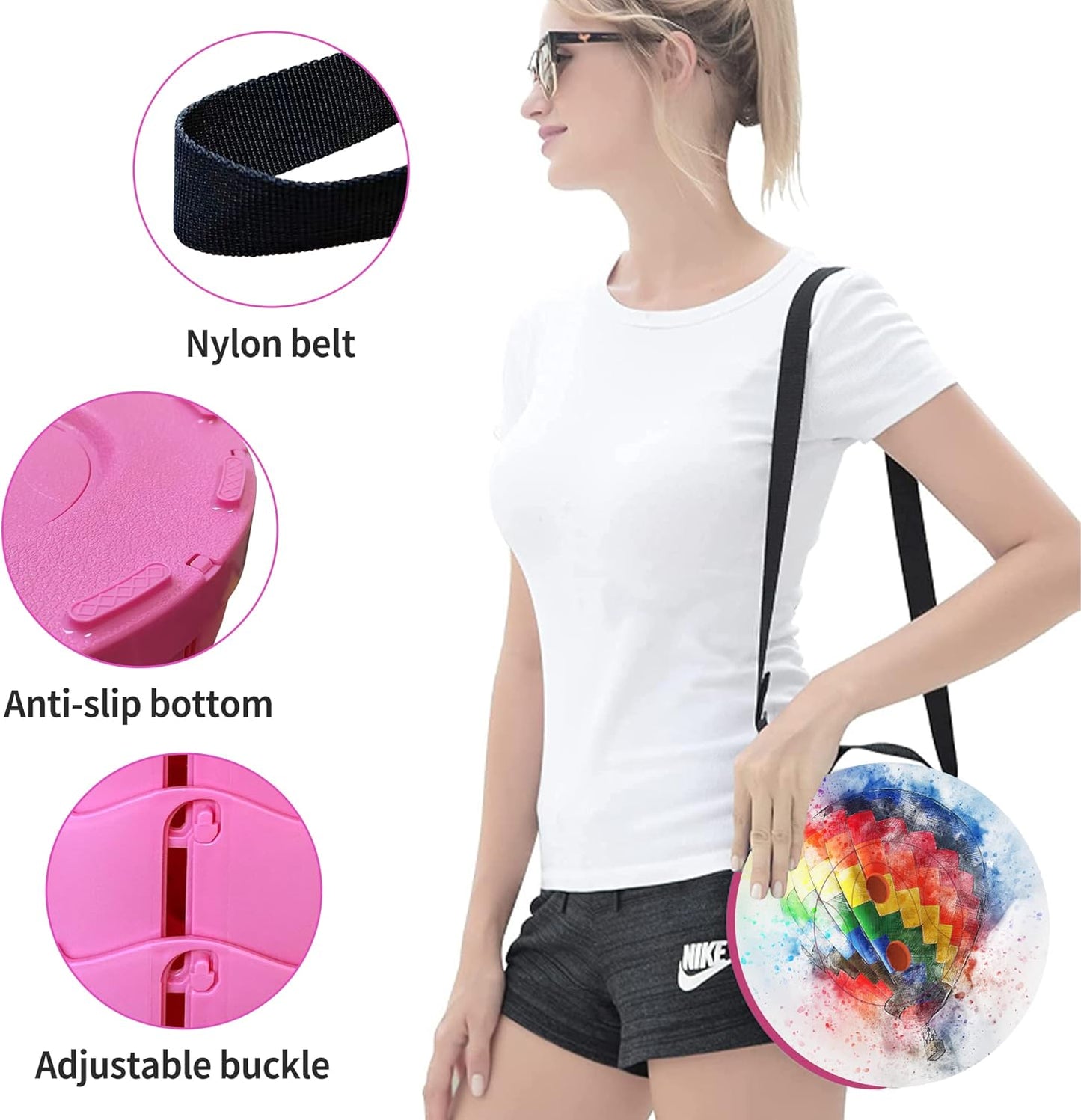 ALEVMOOM Upgraded Telescoping Collapsible Stool with Cushion, Folding Stool with Printing Portable Retractable Foldable Seat Max Load 550lbs for Adults Camping Fishing Outdoor