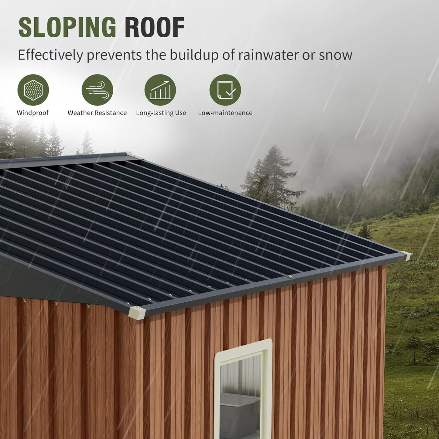 8x6 Ft Storage Shed, Large Outdoor Shed with Window, Lockable Doors, Outside Steel Shed for Garden, Backyard, Lawn, Patio Utility, Tool Storage