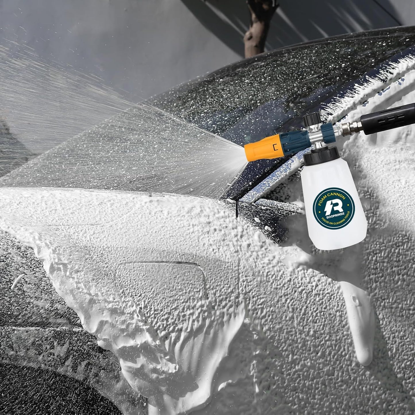 Sooprinse Foam Cannon with 1/4 Inch Quick Connector, Heavy Duty Car Foam Blaster Wide Neck Adjustable Snow Foam Lance for Pressure Washer, 5 Pressure Washer Nozzle Tips, 1 Liter