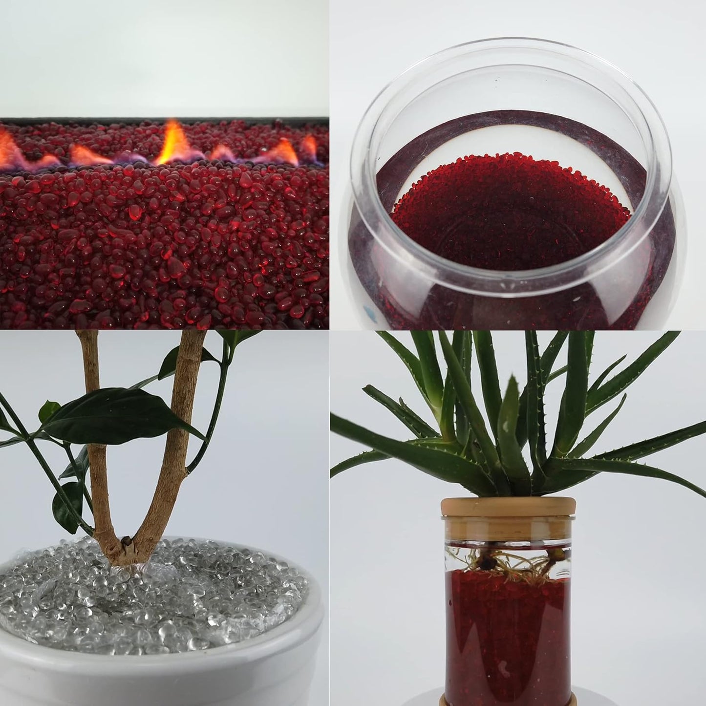 TWINKLING High Luster Round Fire Glass Stones,Glass Marbles Pebbles,Glass Beads Gems for Fire Pit Vase Fillers Crafts Aquarium Garden Decoration,3-6mm,1-Pound Jar (Orange Red)