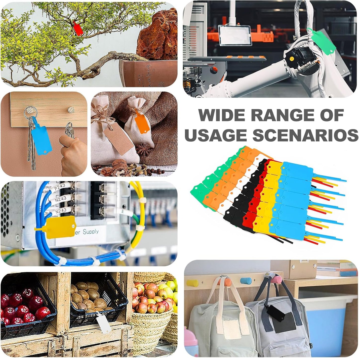 100pcs Blank Plastic Tags for Labeling Reusable Hanging Tags Ties Key Tag Storage Labels Waterproof Plastic Mark Label Writable Hang Sign with One Marker Pen (Yellow)