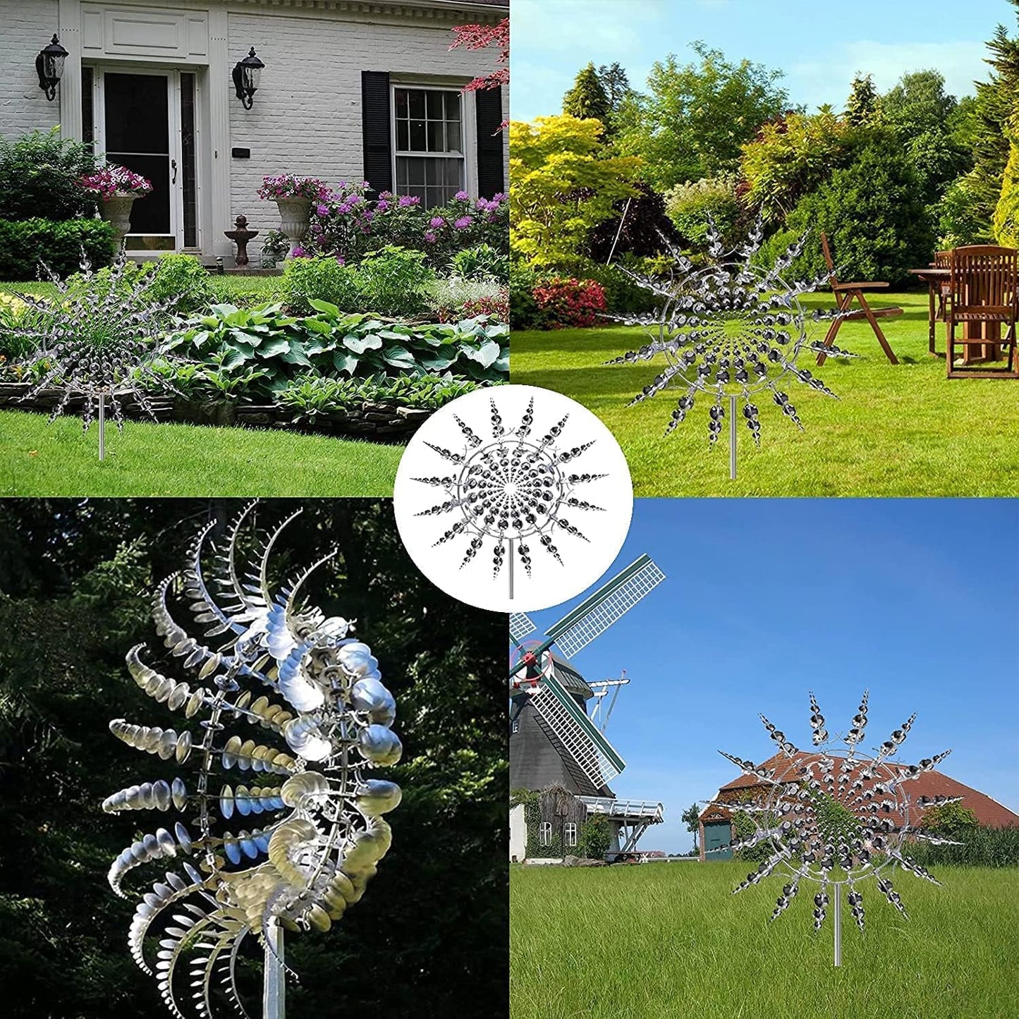 Wind Spinners for Yard and Garden,Windmills,Garden Decor for Outside,Metal Yard Art (1 PCS -Silver)