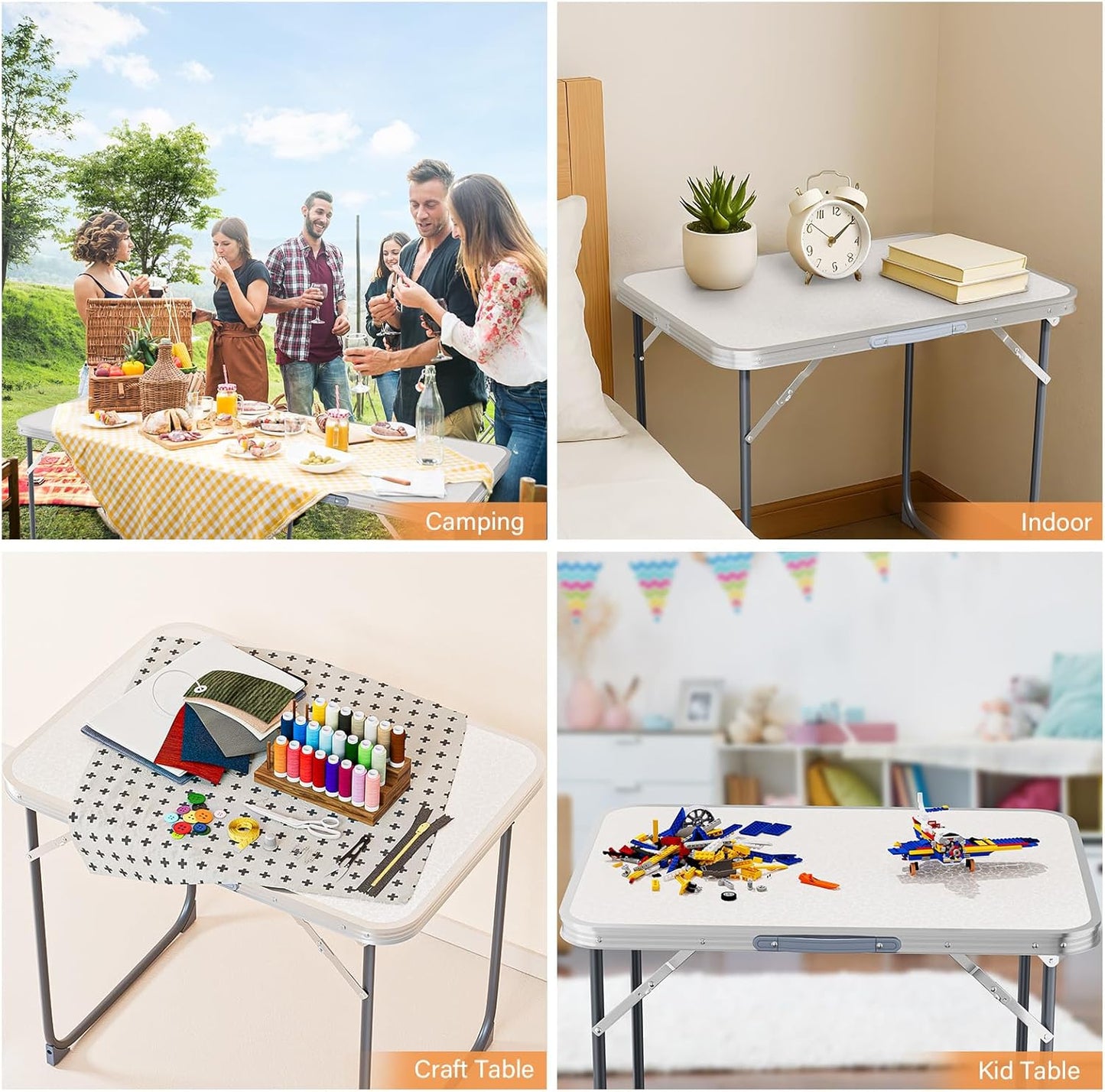 VINGLI 2.3FT Small Camping Table,Portable Camping Table with Carrying Handle, Picnic Table Foldable Table Essentials for Indoor Outdoor