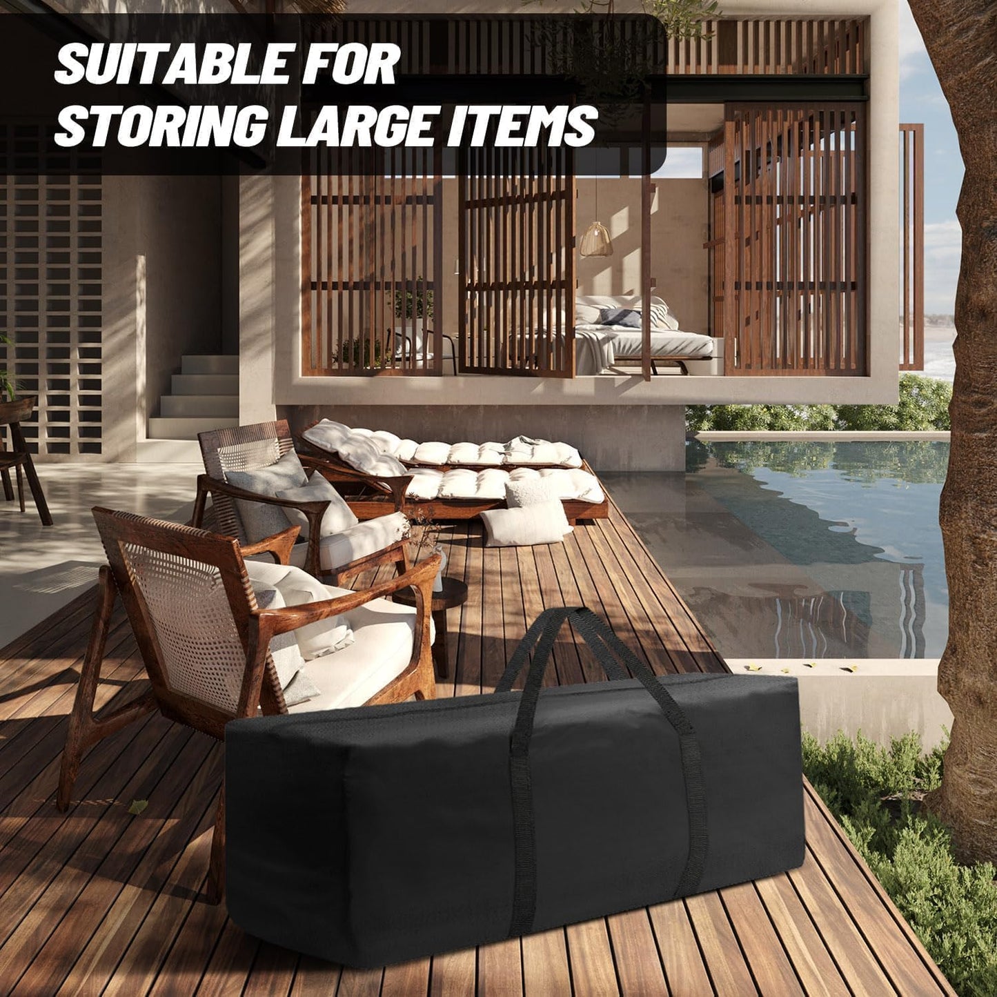 Outdoor Cushion Storage Bags 48 Inch Waterproof Extra-Large Patio Cushion Storage with Zipper & Padded Handle for Patio Furniture Christmas Tree