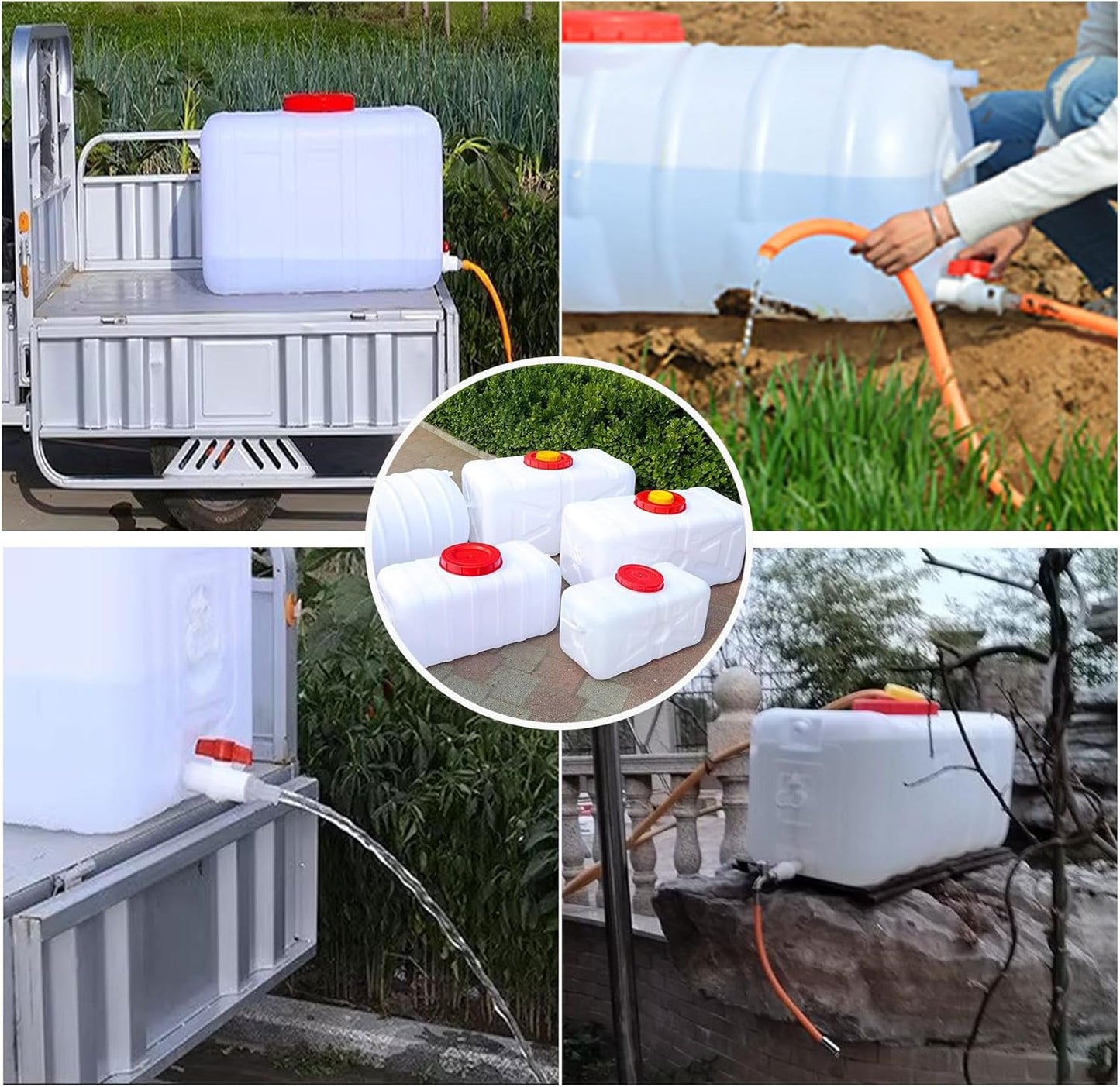 Large Water Storage Tank BPA Free Water Jug Container with Spigot, Portable Food Grade Plastic with Wide Opening for Outdoor Camping Hiking RV Emergency(Size:200L,Color:White)