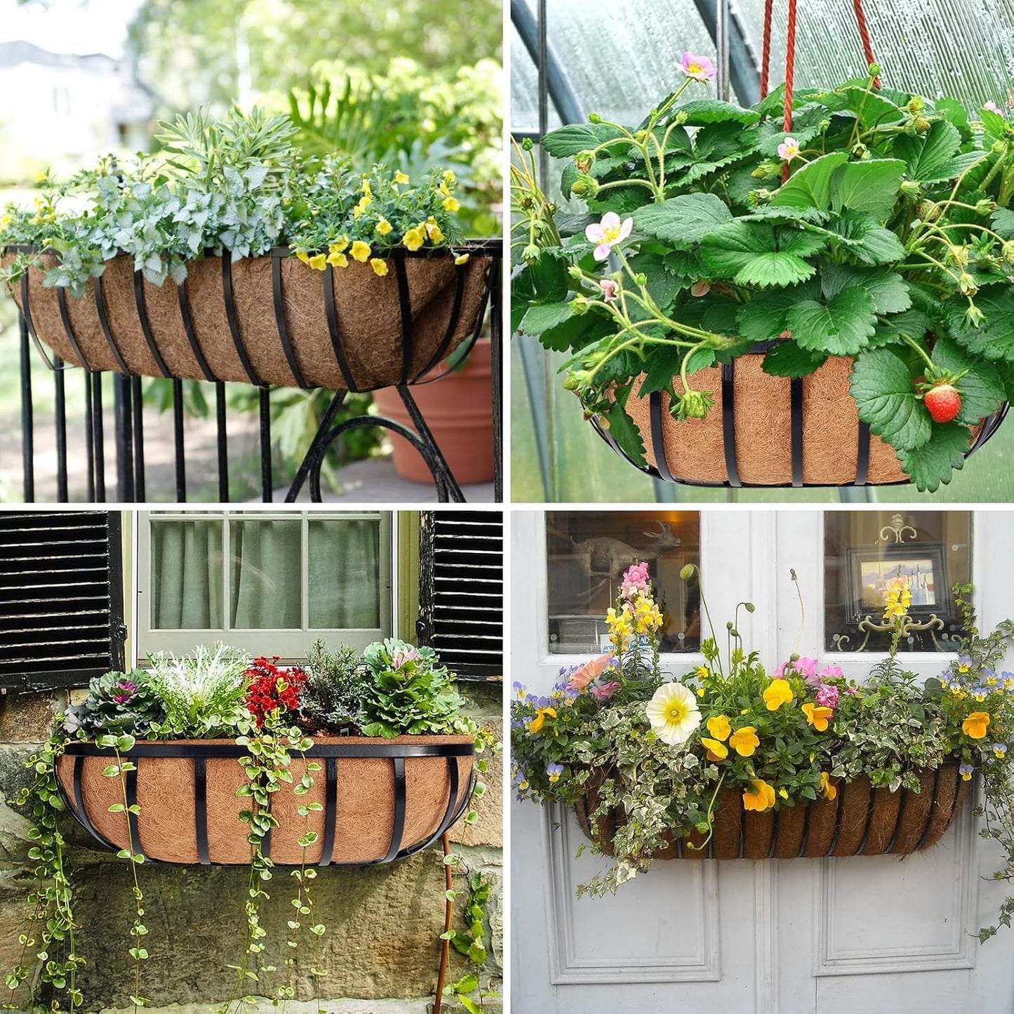 2pcs 36" Natural Replacement Coconut Liner for Window Box Wall Planter Garden Deck Fence Flower Baskets