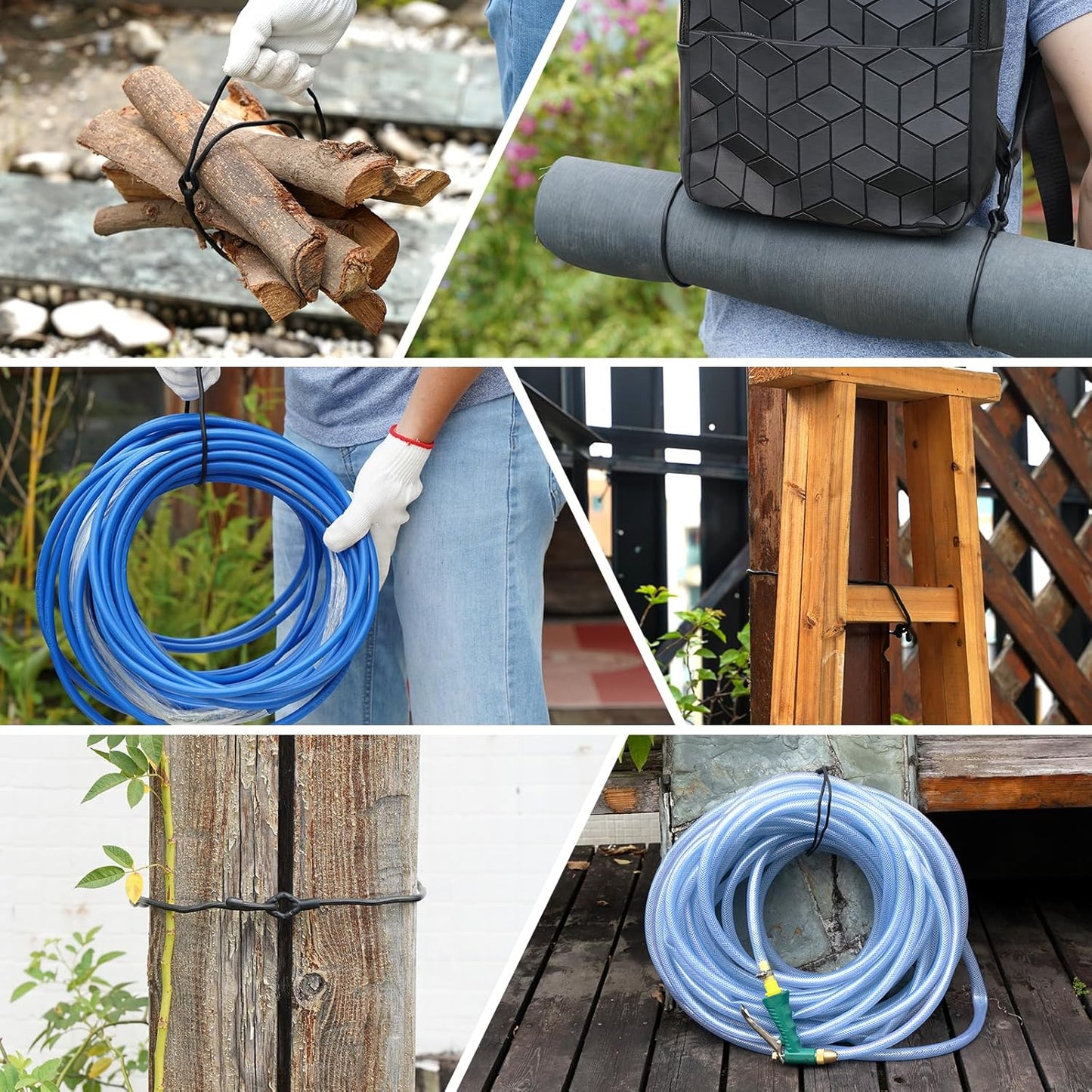 Reusable Rubber Twist Ties - 32-Inch Bendable Heavy Duty, Black Silicone Ties for Bundling and Holding, Indoor/Outdoor Use (8pcs)