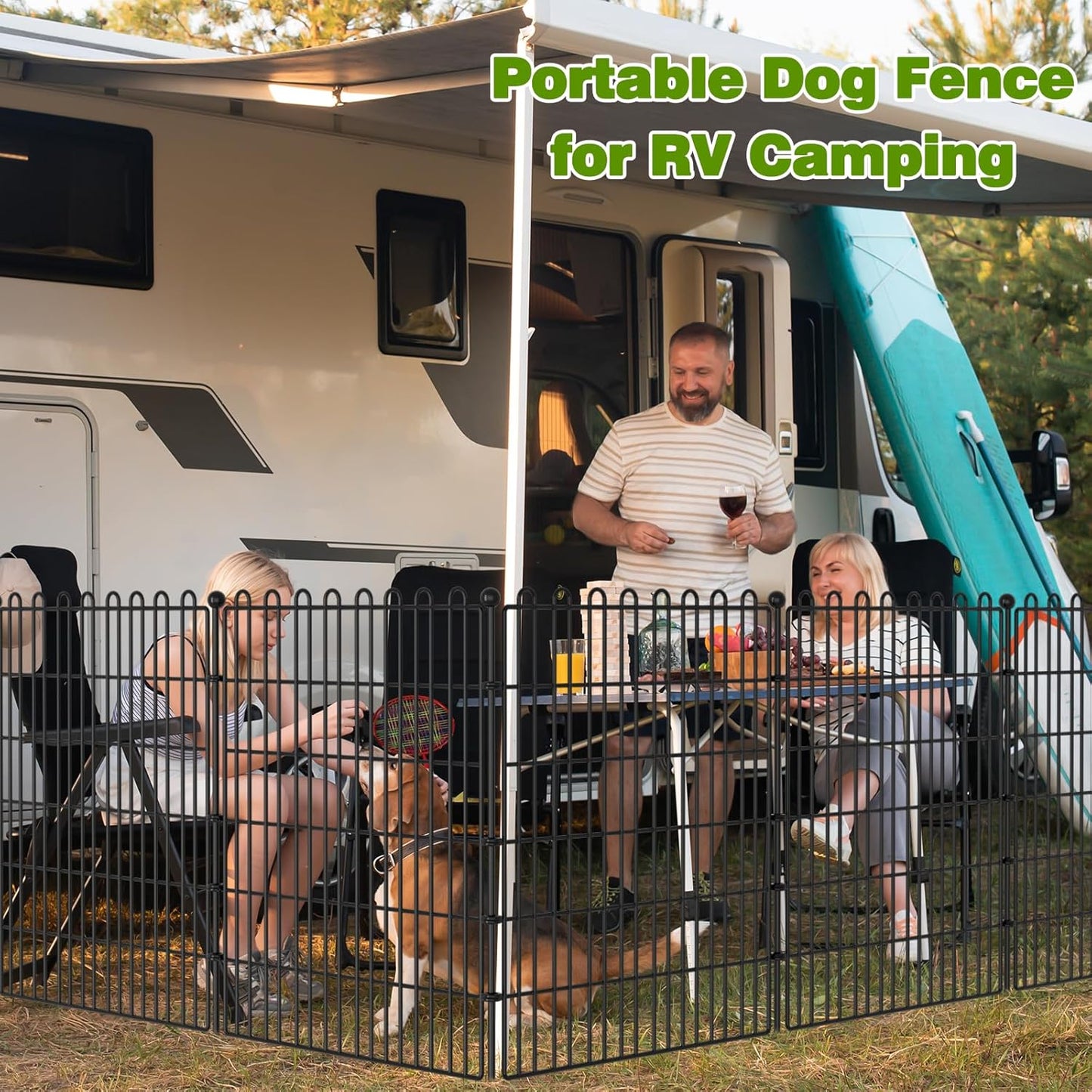 4 Panels No Dig Decorative Garden Fence with Gate for Yard, 48 in(H) X 10.5 ft(L) Animal Barrier Fencing for Outdoor Dog, Metal Portable Garden Fences for Borders, Pets, Landscape, Temporary Fence