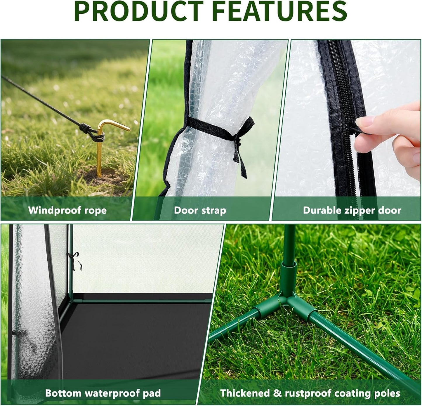 SUNYRISY Greenhouse for Outdoors and Indoor, Bubble Film Small Mini Green House for Outside, Portable Grow Tent Plant Cover with Waterproof Pad and Zippered Door, 59" L x 59" W x 75" H