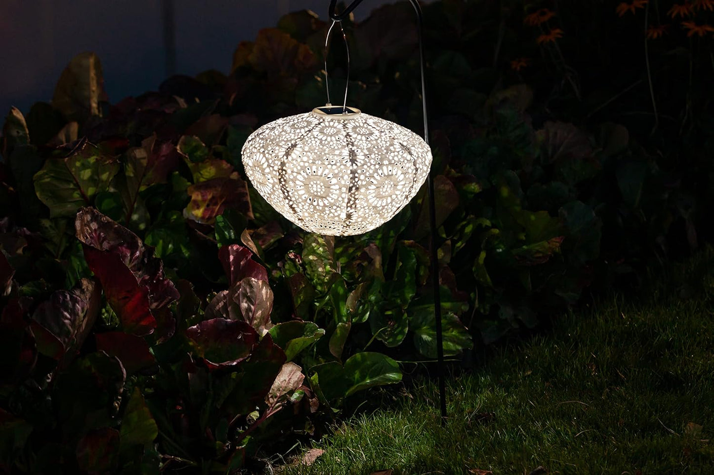 Allsop Soji Stella - Crown Chantilly Lace - 13" Outdoor Solar Latern - White