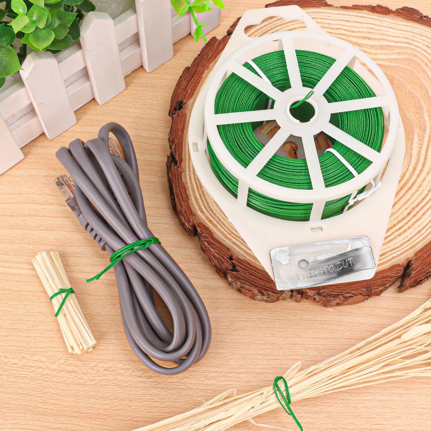 12 PCS Green Twist Ties - Each Reel 656 Feet Multipurpose Garden Plant Cable Ties for Indoor and Outdoor Plants, Green Cable Ties, Reusable Plant Wire for Patio, Lawn and Garden