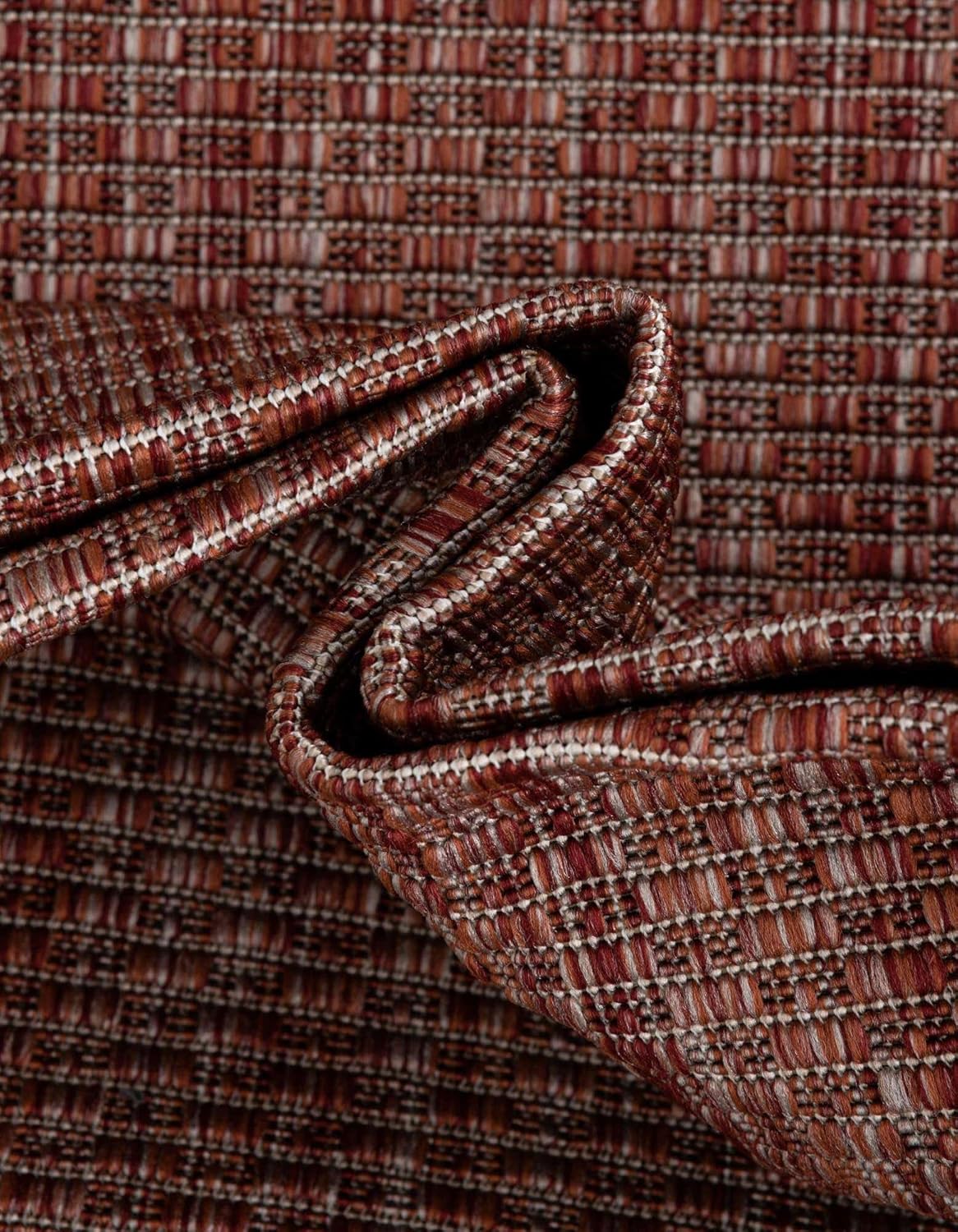 Unique Loom Outdoor Border Collection Area Rug - Soft Border (7' 10" x 10' Rectangle Rust Red/Ivory)