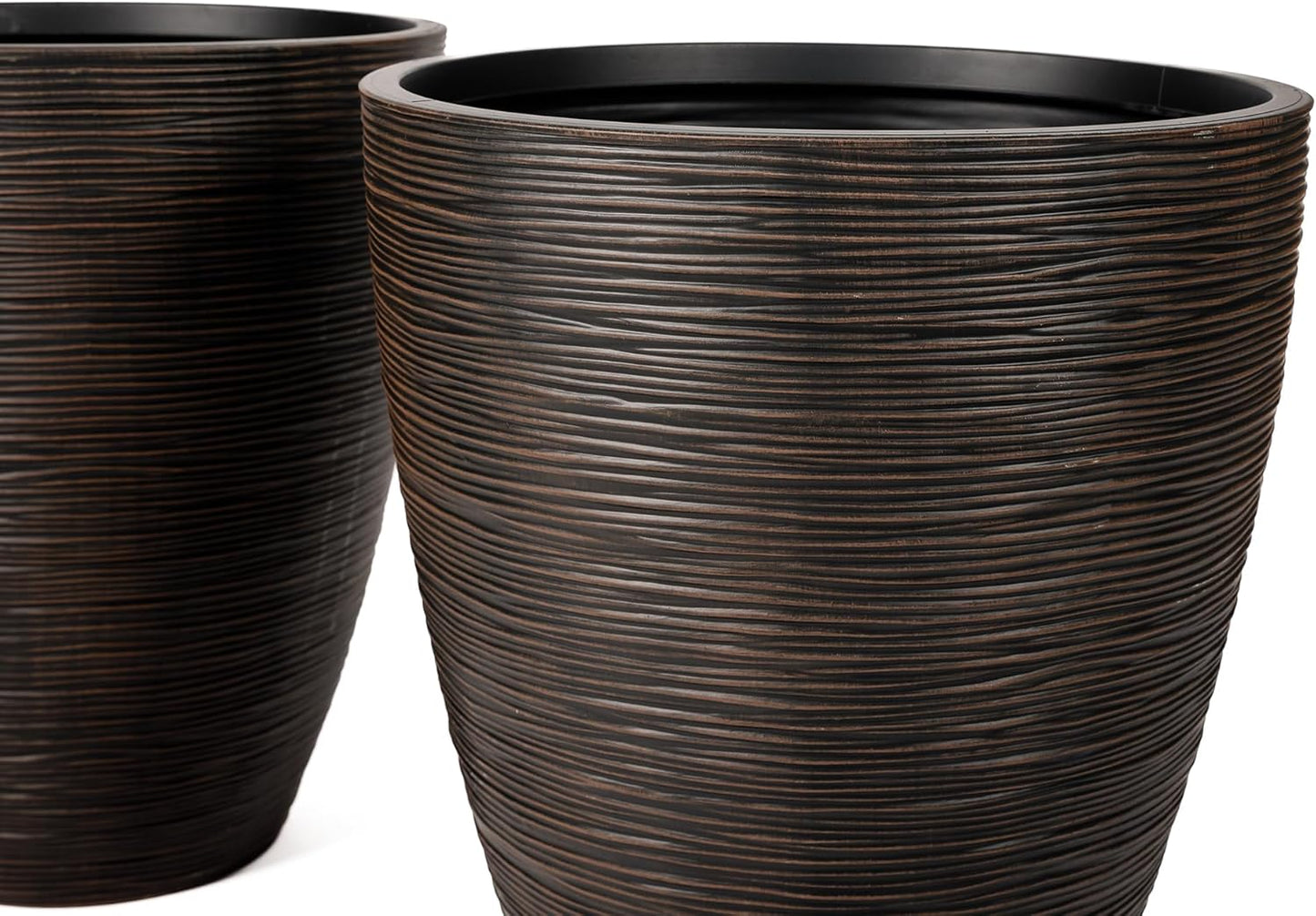 Newport 50‑Gallon Flat‑Back Rain Barrel with Stand & Planter Bundle – Bronze | Removable Lid, UV-Stabilized Outdoor Water Storage