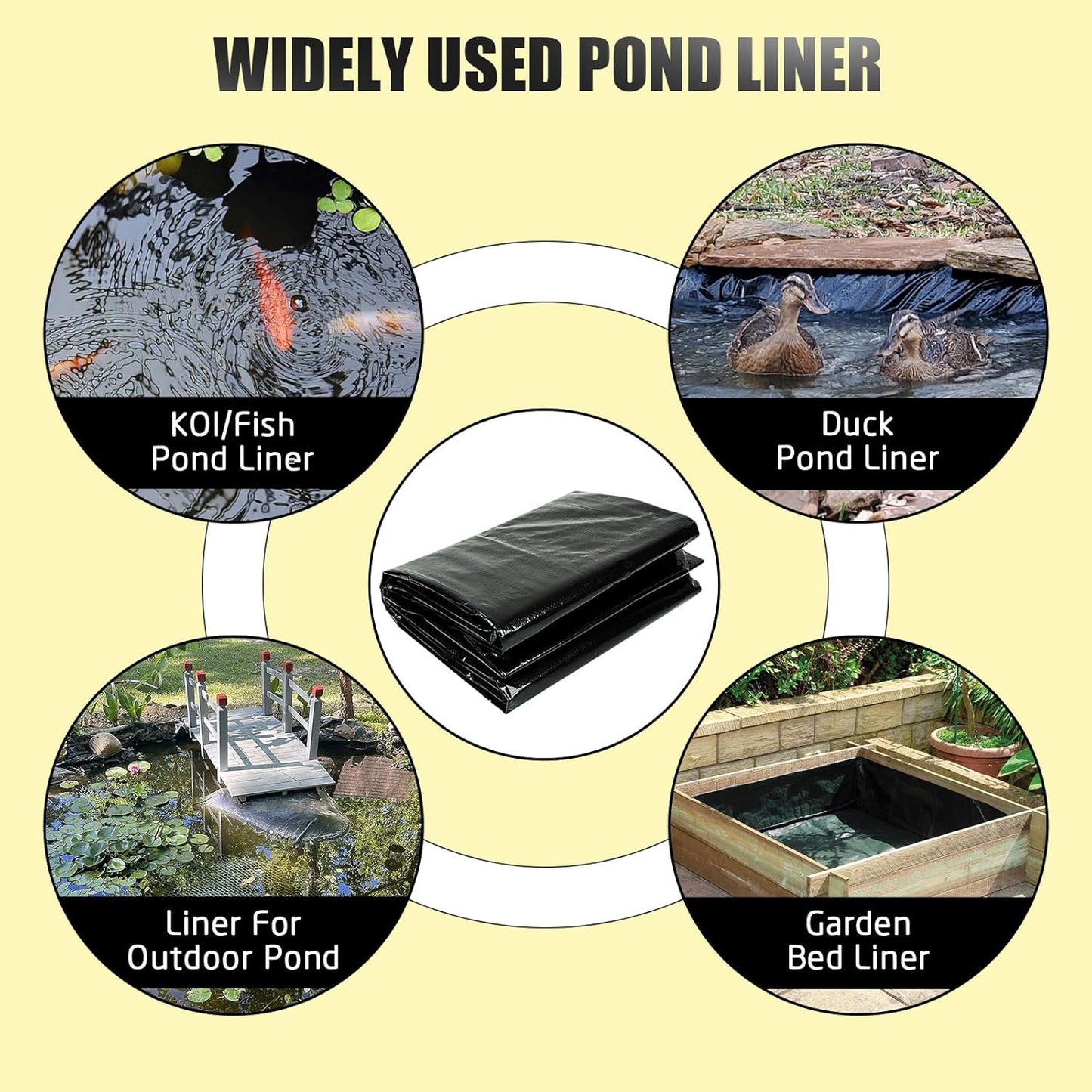 yeezoo 20X20FT Reinforced PE Pond Liner, KOI Pond Liners for Outdoor Ponds, Enhanced 5-Layer Structure Pond Liner for Fish, Duck, Garden Raised Bed and Waterscape Pond(0.82oz/sq ft Thickness)