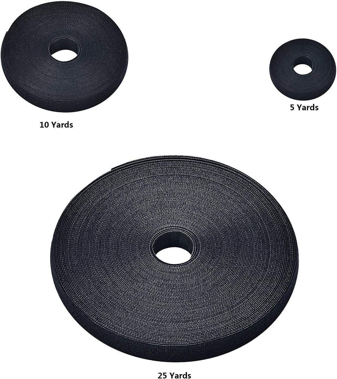 Reusable Fastening Tape Cable Ties 3/4 Inch Double Side Hook Roll (10 Yard, Black Upgraded Version)