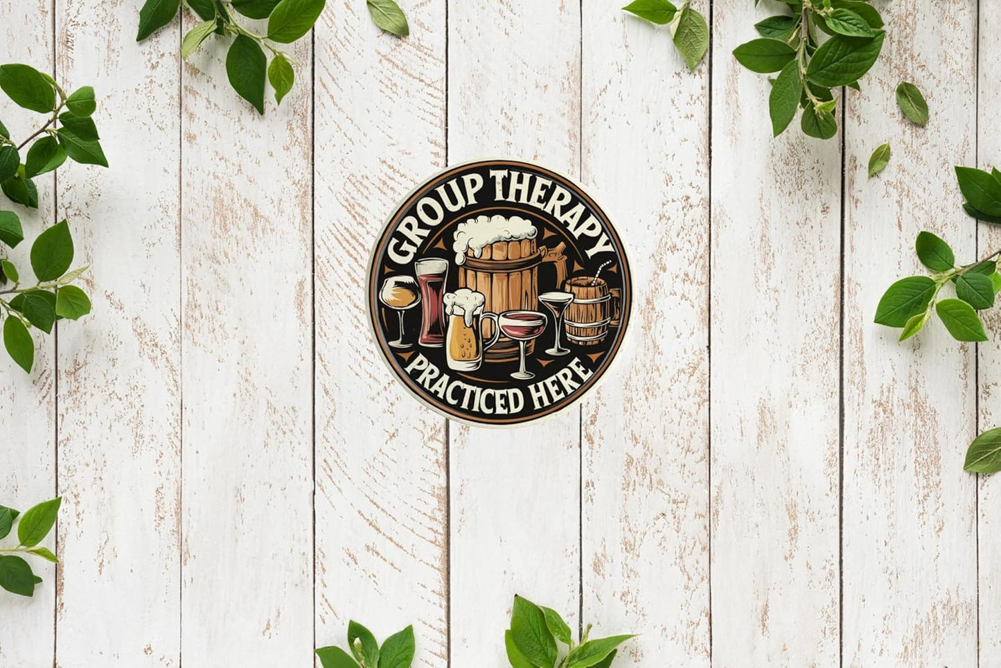 Vintage Beer Bar Art Poster Group Therapy Practiced Here Metal Sign for Home Decor Suitable for Man Cave Backyard or Bar Wall 8x8 In